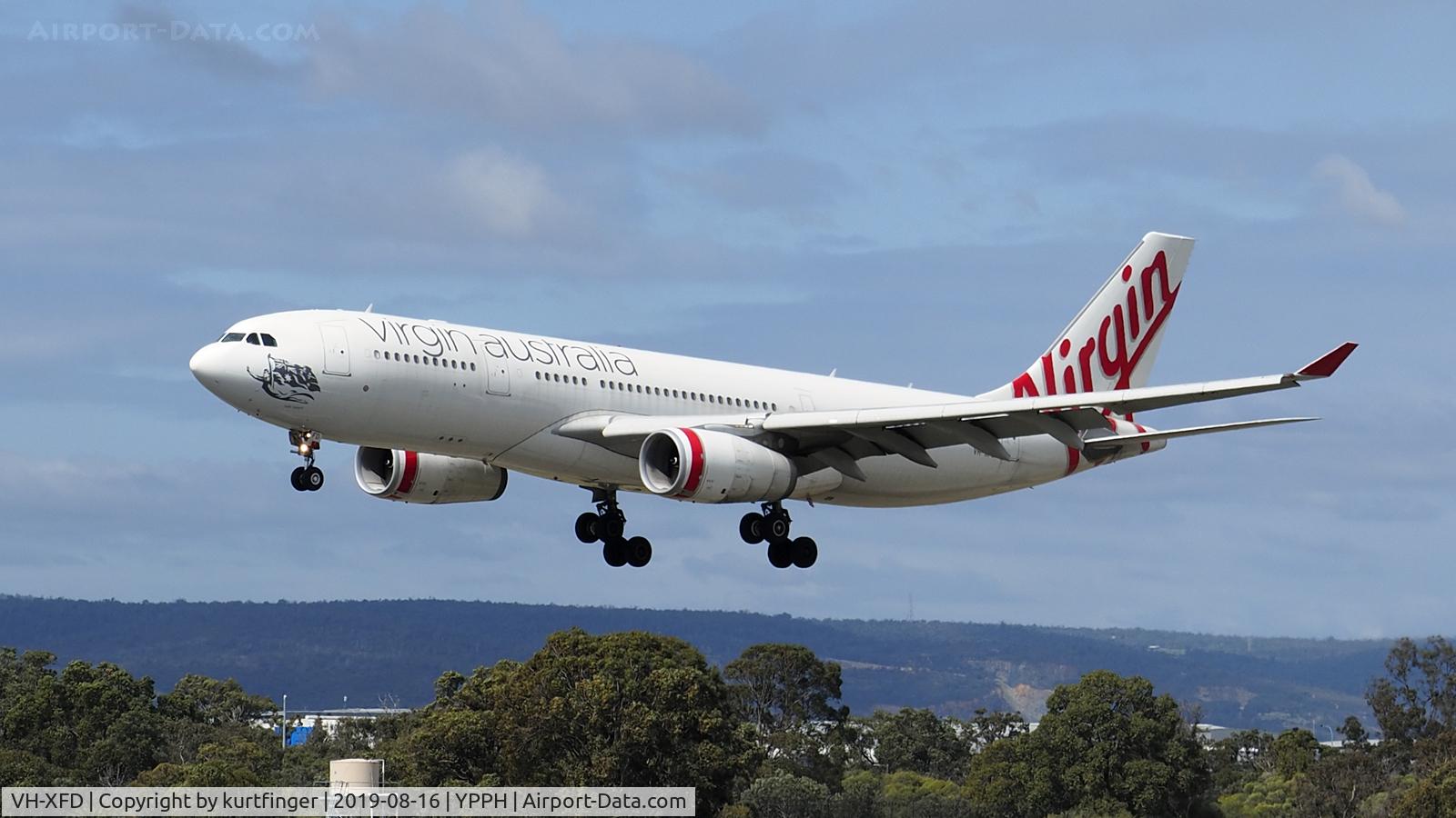 VH-XFD, 2012 Airbus A330-243 C/N 1306, Airbus A330-200. Virgin Australia VH-XFD arr from Sydney Rwy 03 YPPH 160819.