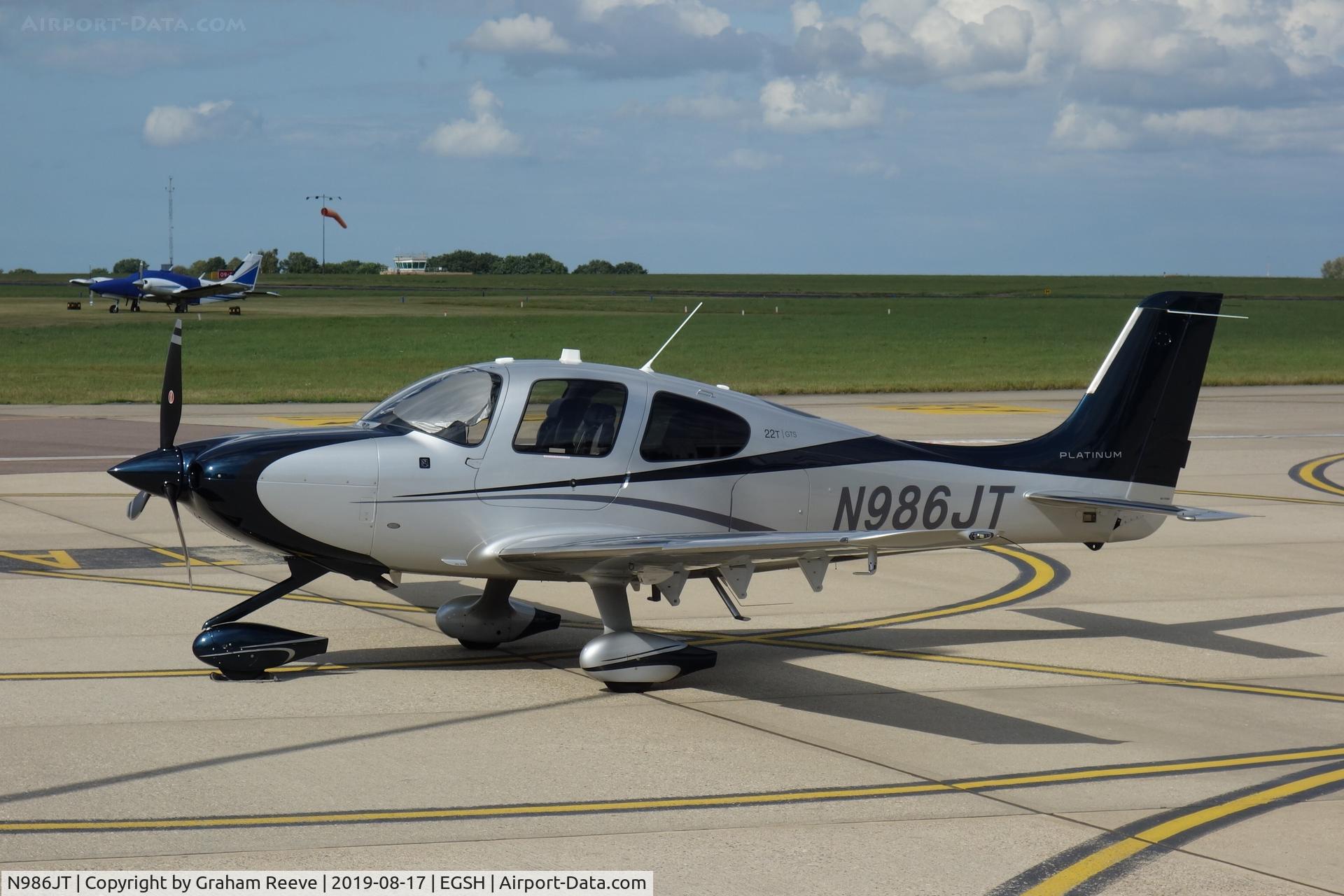 N986JT, 2014 Cirrus SR-22T GTS Platinum C/N 0937, Parked at Norwich.