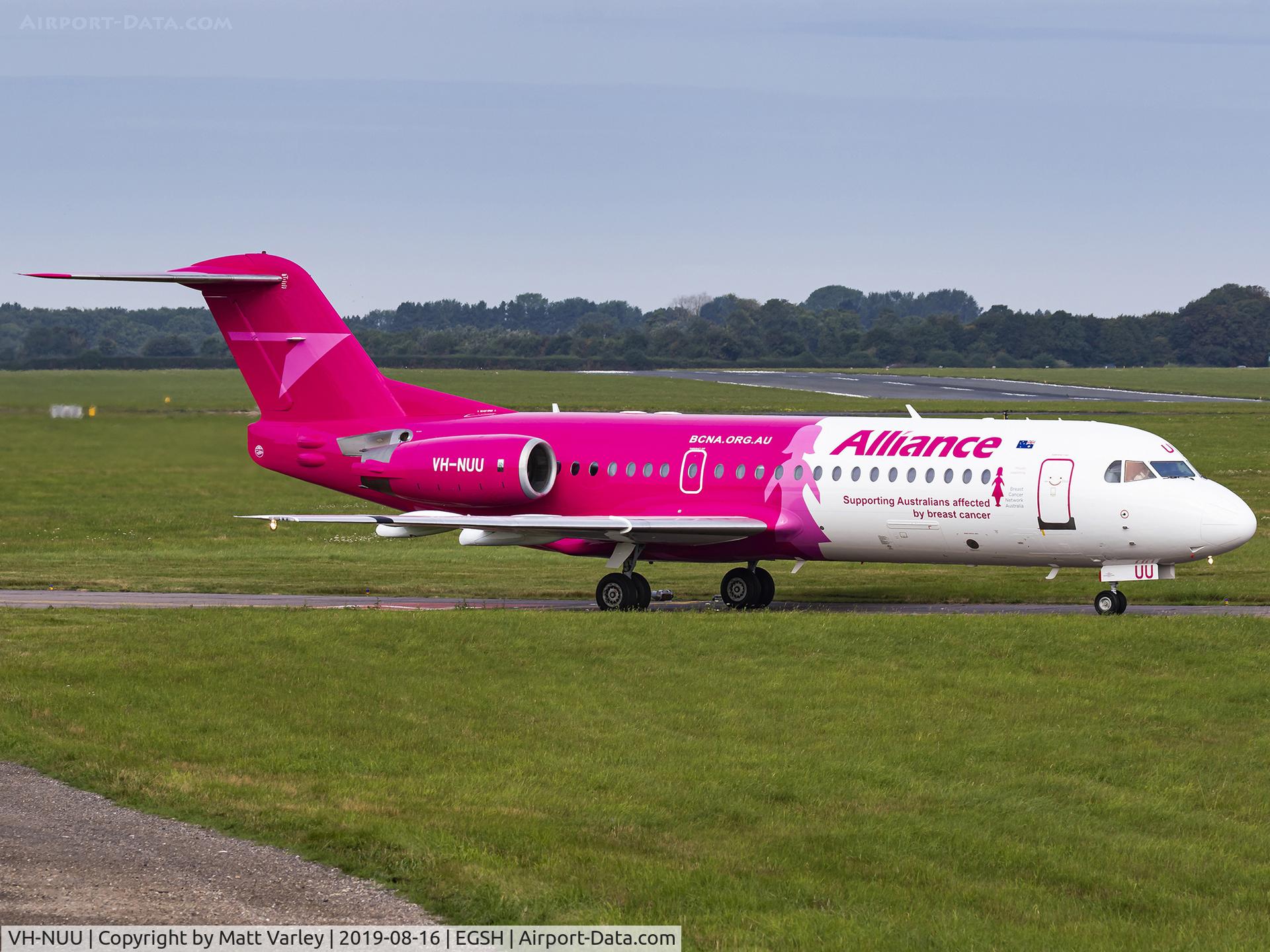 VH-NUU, 1995 Fokker 70 (F-28-0070) C/N 11532, About to depart....
