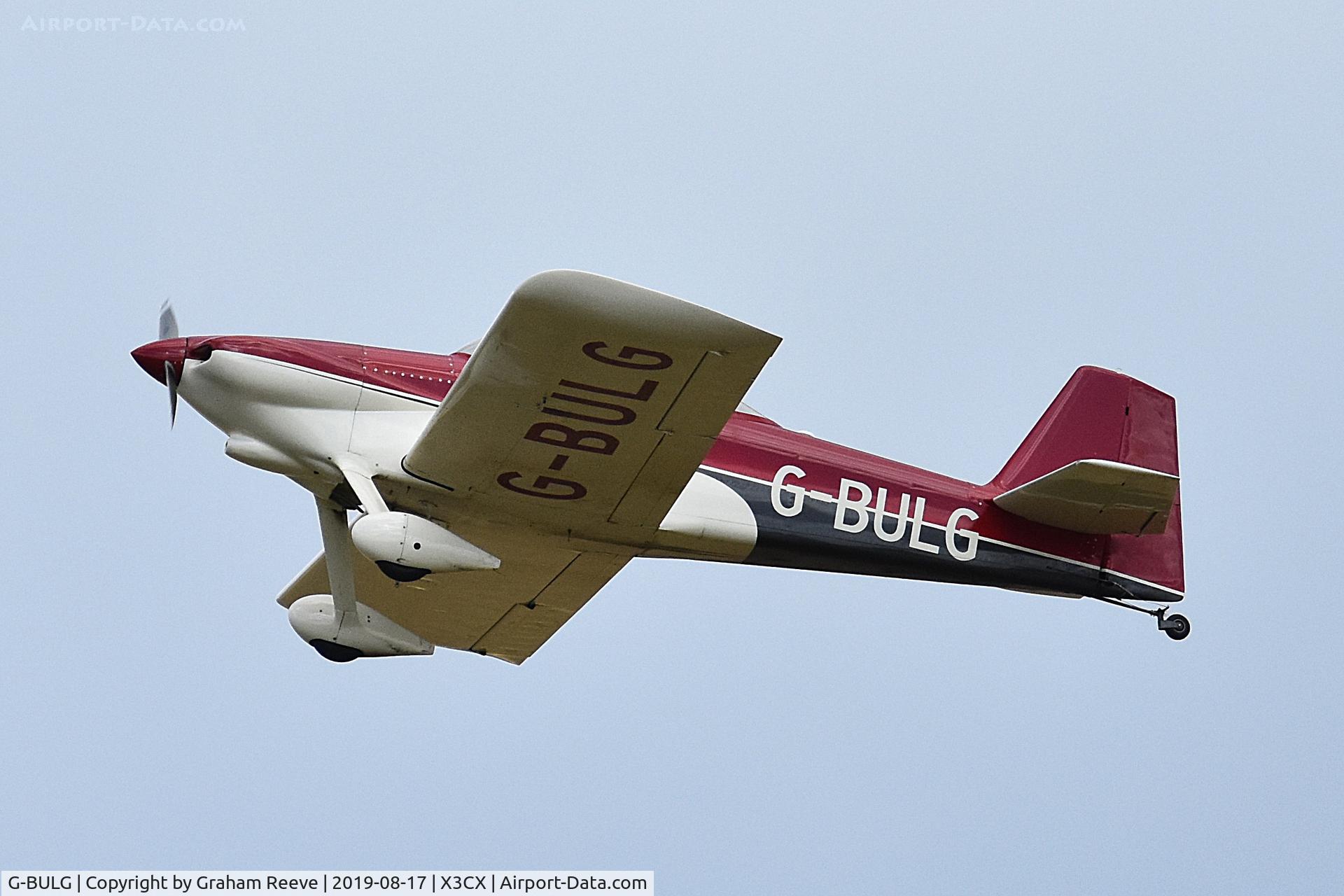 G-BULG, 1989 Vans RV-4 C/N JRV4-1, Departing from Northrepps.