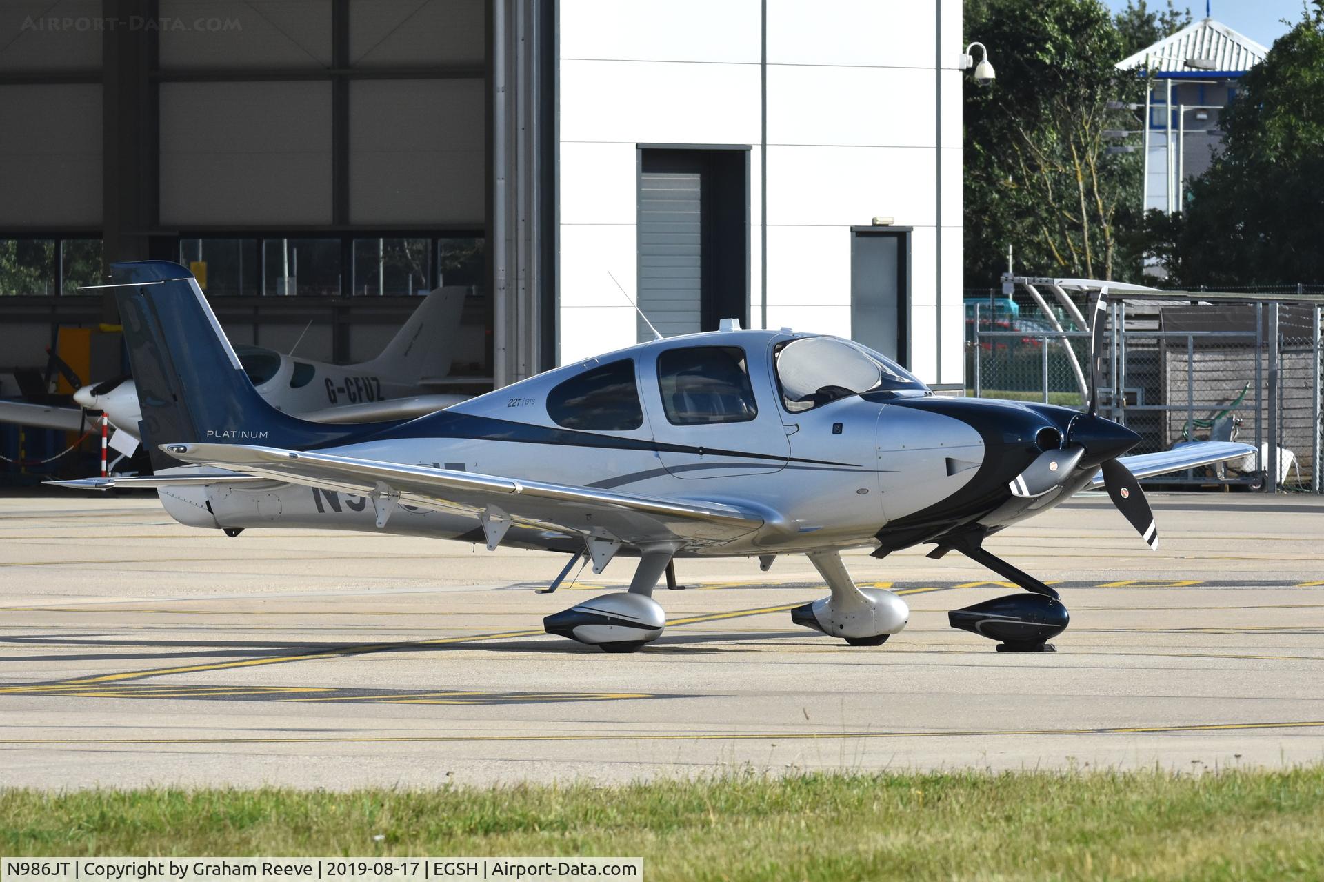 N986JT, 2014 Cirrus SR-22T GTS Platinum C/N 0937, Parked at Norwich.