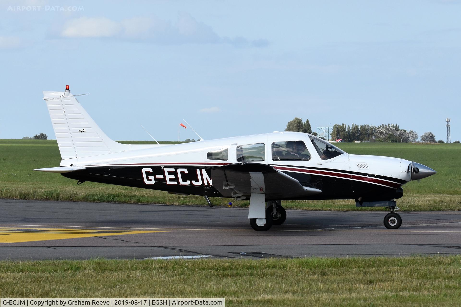 G-ECJM, 1978 Piper PA-28R-201T Cherokee Arrow III C/N 28R-7803178, Departing from Norwich.