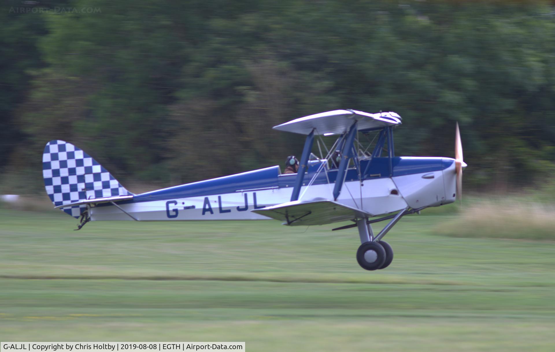 G-ALJL, 1964 De Havilland DH-82A Tiger Moth II C/N 84726, De Havilland Tiger Moth landing at the or 'Gathering of Moths' Day 2019 at Old Warden