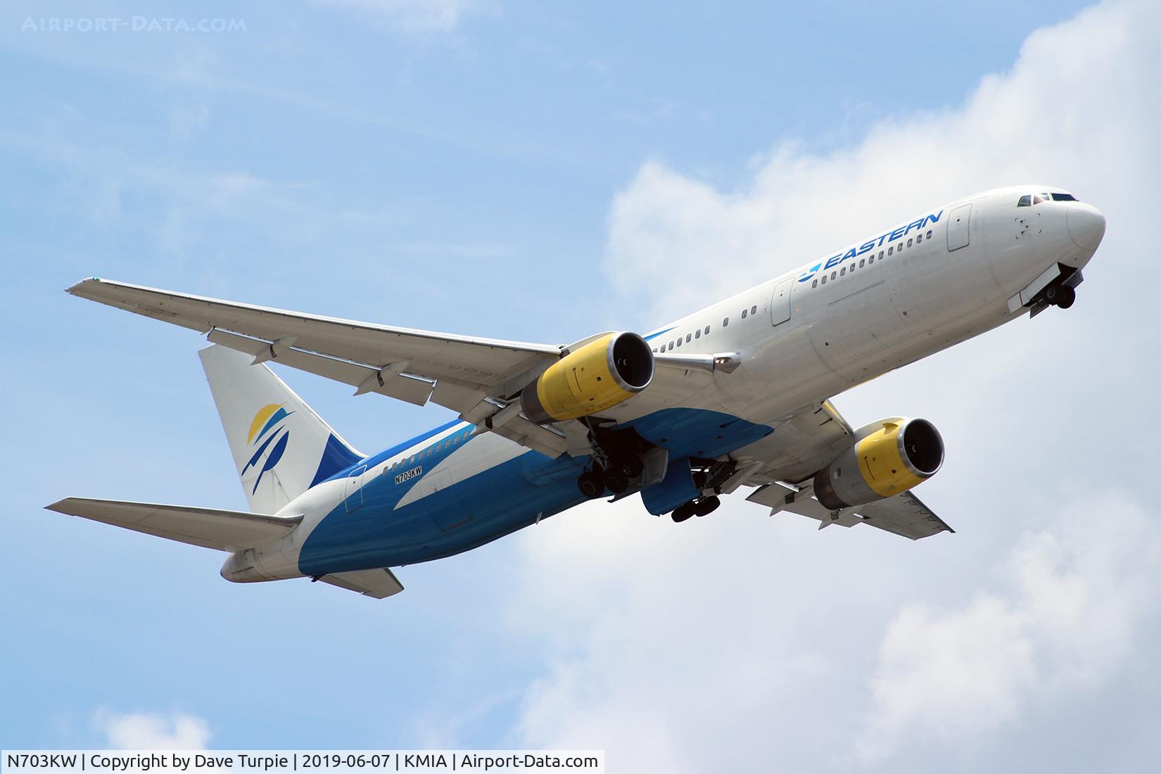 N703KW, 1991 Boeing 767-336 C/N 24343, Eastern markings on a Swift Air plane.