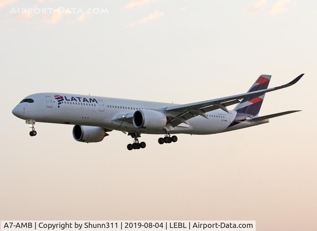 A7-AMB, 2016 Airbus A350-941 C/N 064, Landing rwy 25R in LATAM c/s...
