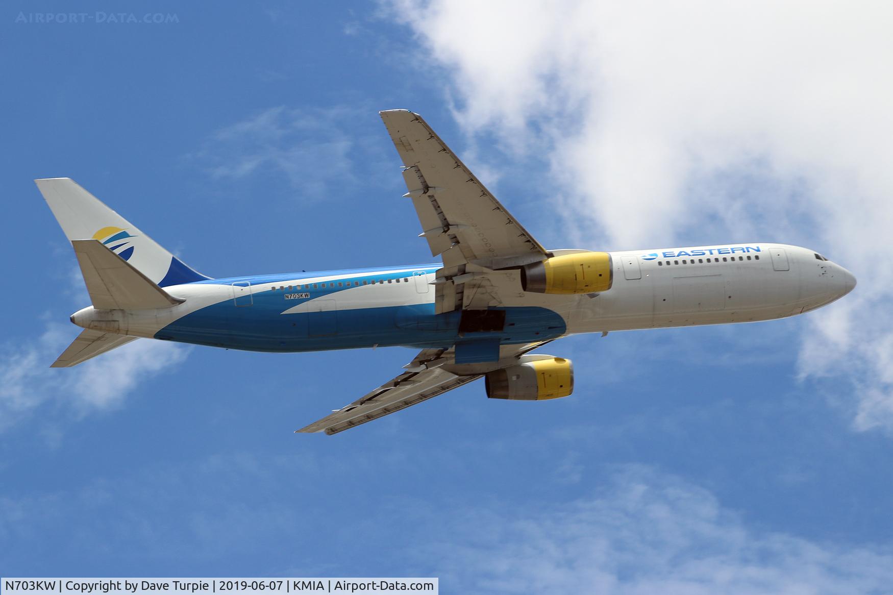 N703KW, 1991 Boeing 767-336 C/N 24343, Eastern markings on a Swift Air plane.