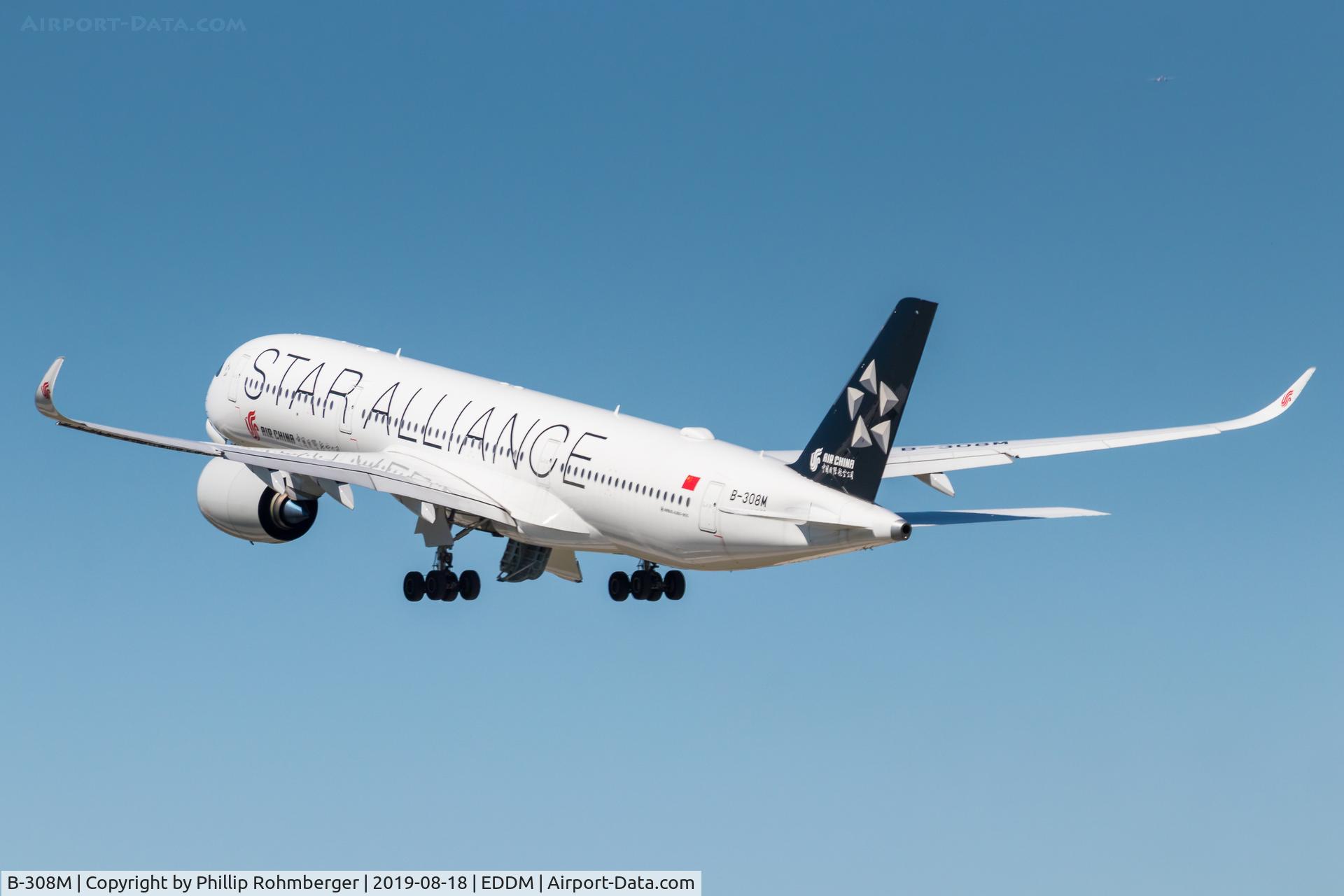 B-308M, 2019 Airbus A350-941 C/N 311, B-308M carrying the Air China Star Alliance Livery leaving Munich