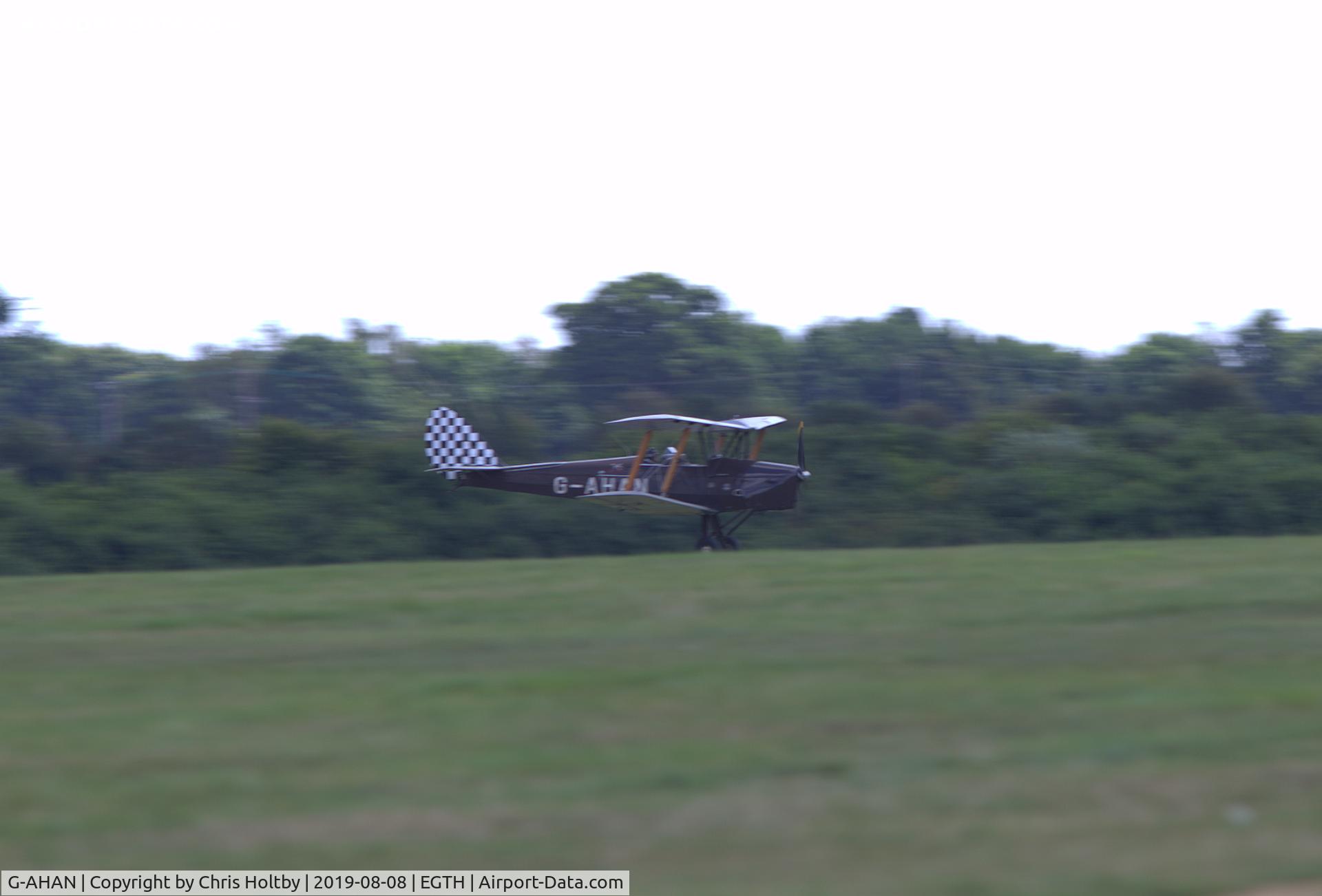 G-AHAN, 1944 De Havilland DH-82A Tiger Moth II C/N 86553, 1944 Tiger Moth landing at the 'Gathering of Moths' Day 2019 at Old Warden