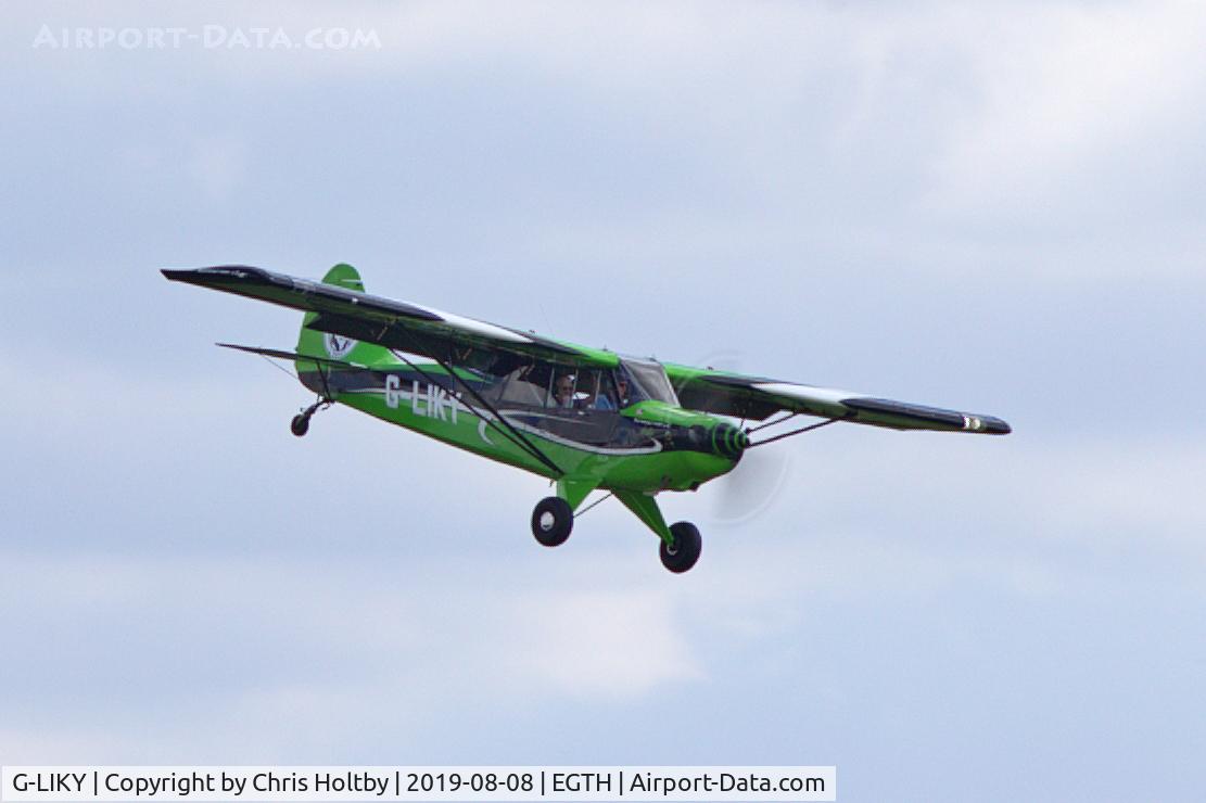 G-LIKY, 2015 Aviat A-1C-180 Husky C/N 3254, Old Warden regular Aviat Husky landing during the Tiger Moth meet 2019