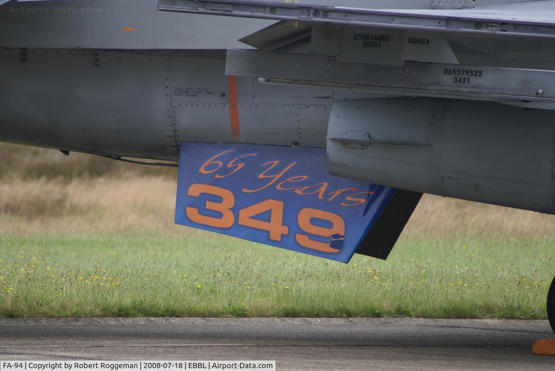 FA-94, SABCA F-16AM Fighting Falcon C/N 6H-94, OPEN DAY.349 SQD 65 YEARS.