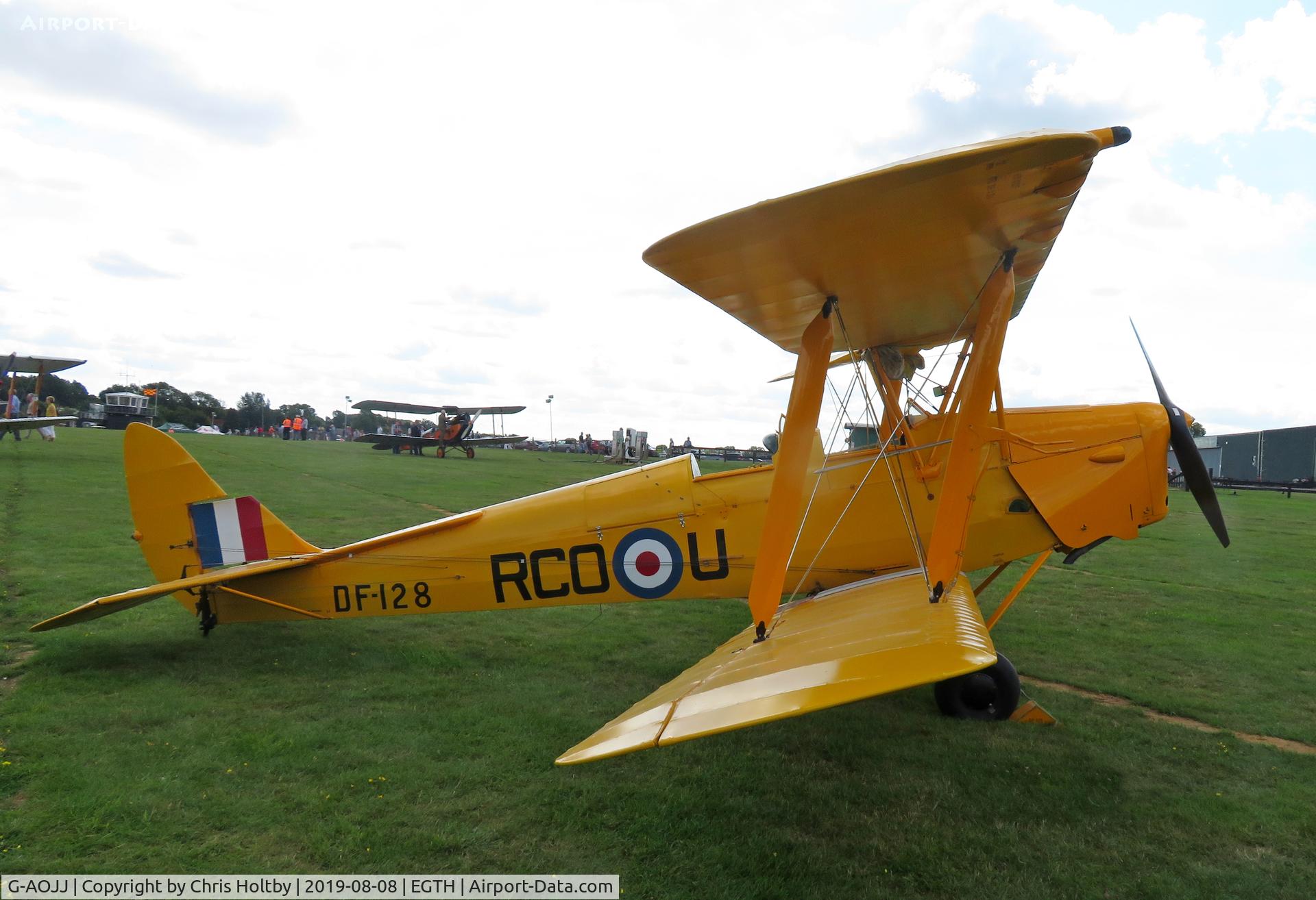 G-AOJJ, 1942 De Havilland DH-82A Tiger Moth II C/N 85877, 1942 Tiger Moth parked and on display at the 'Gathering of Moths' Day 2019 at Old Warden