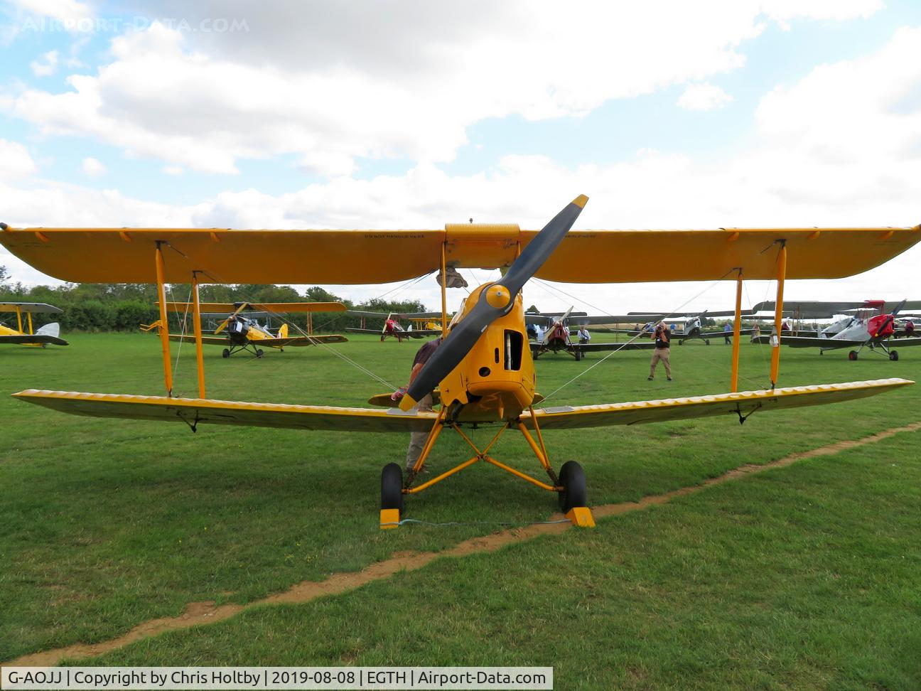 G-AOJJ, 1942 De Havilland DH-82A Tiger Moth II C/N 85877, Head on view of the 1942 Tiger Moth at the Old Warden 'Gathering of Moths' 2019