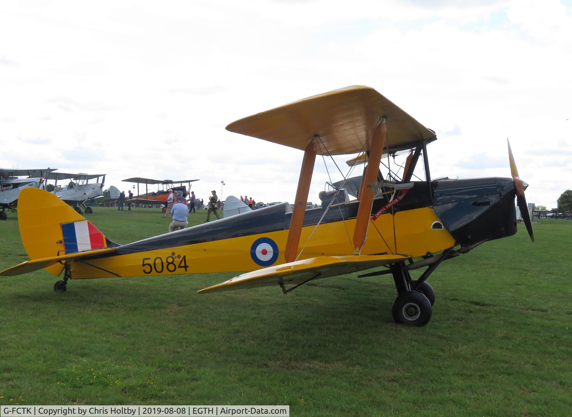 G-FCTK, 1941 De Havilland Canada DH-82C Tiger Moth C/N DHC883, 1941 Tiger Moth parked on display at Old Warden's 'Gathering of Moths' Day 2019