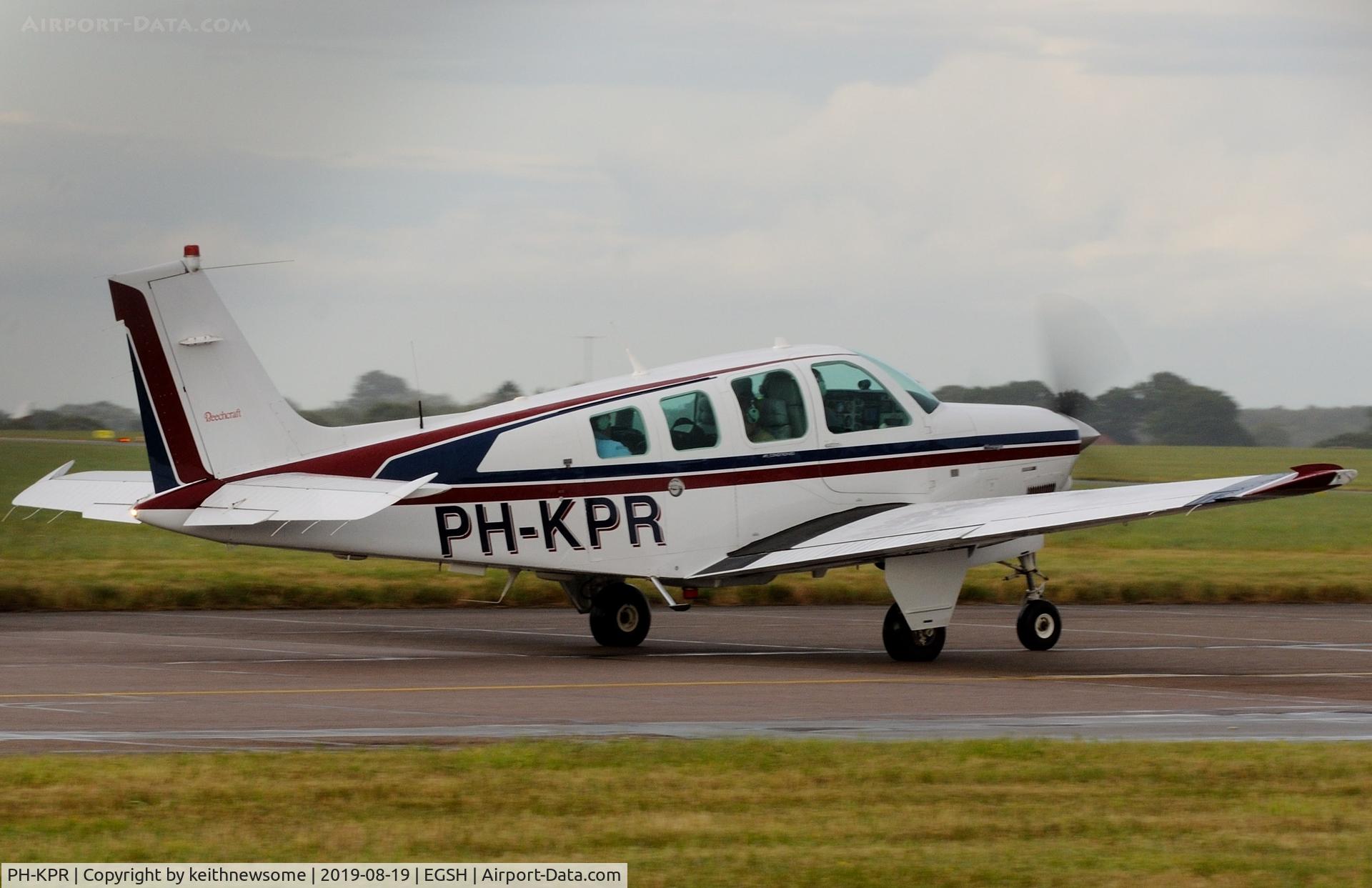 PH-KPR, Beech Bonanza A36 C/N E-3012, Leaving dull Norwich.