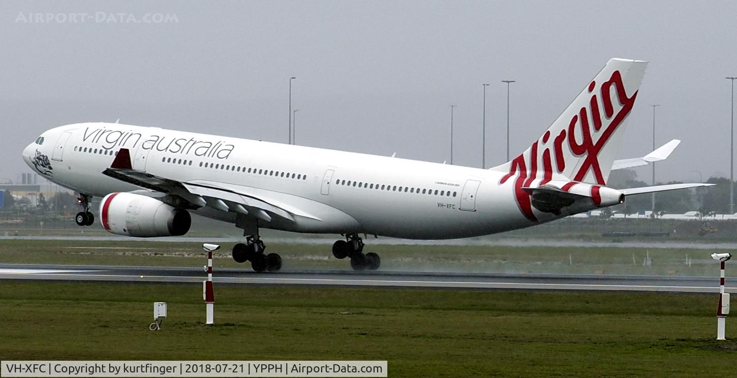 VH-XFC, 2012 Airbus A330-243 C/N 1293, Airbus A330-243. Virgin Australia VH-XFC, runway 03 arrival YPPH 210718.