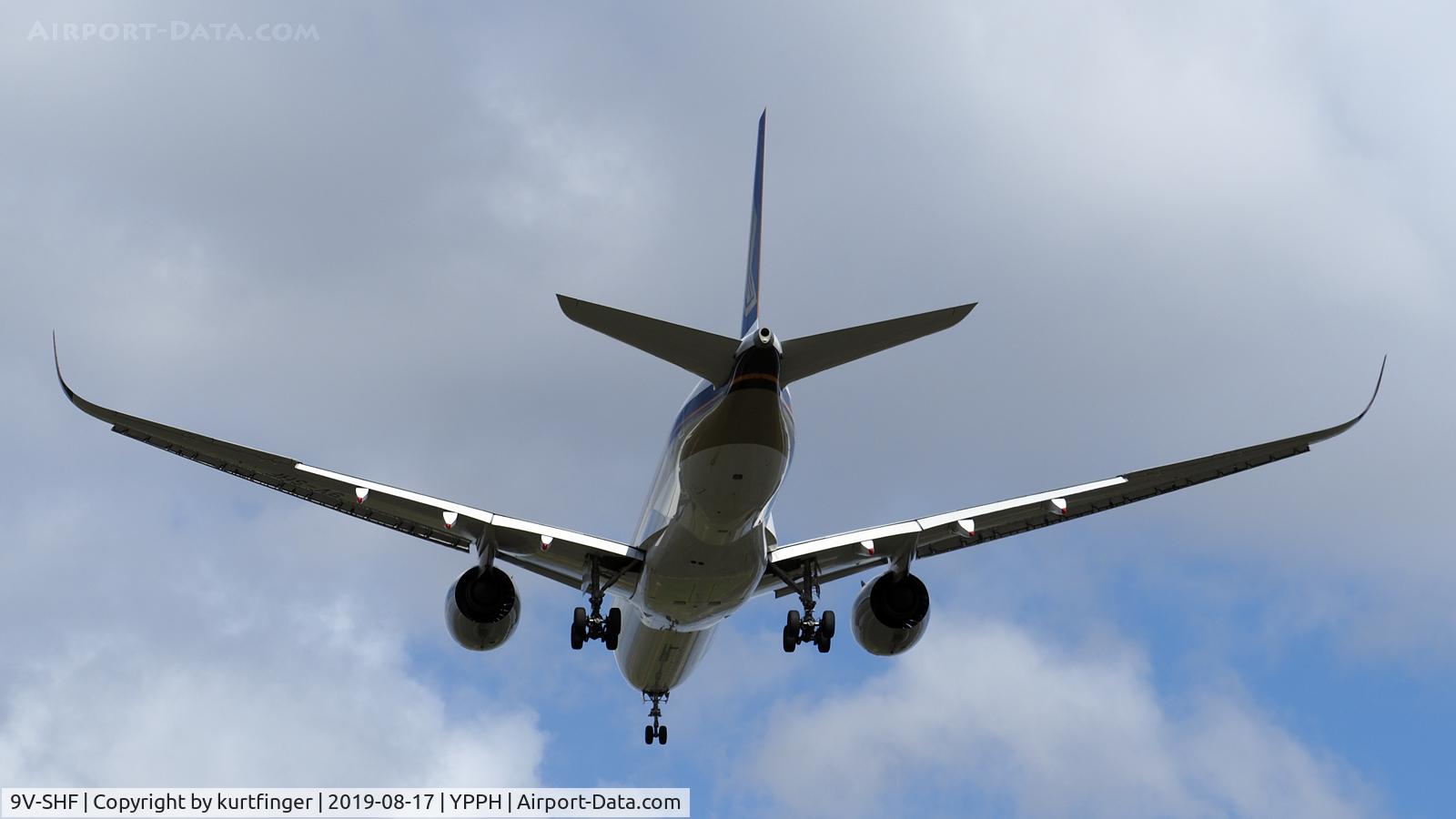 9V-SHF, 2019 Airbus A350-941 C/N 305, Airbus A350-941. SIA 9V-SHF final Rwy 21 YPPH 170819.