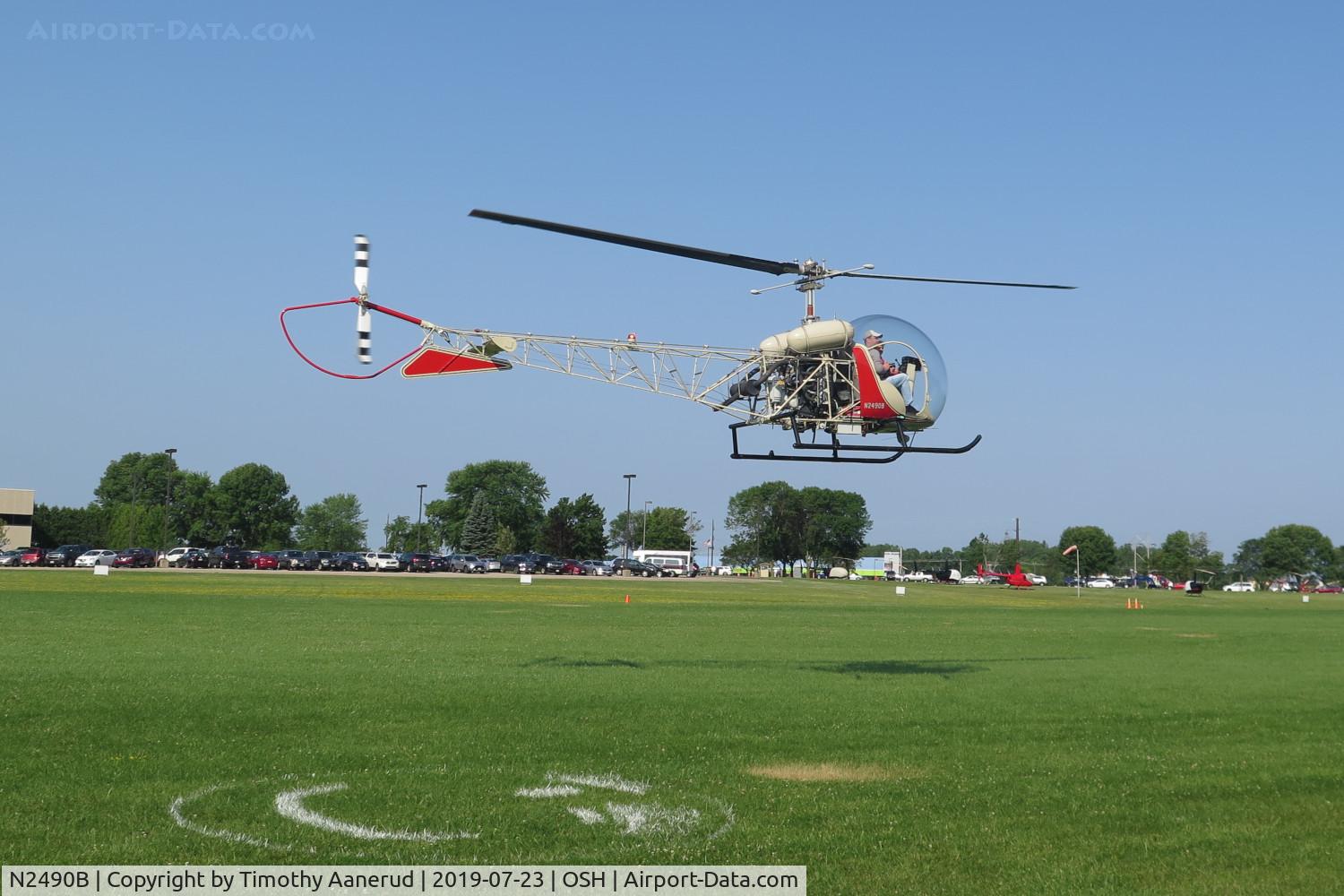 N2490B, 1956 Bell 47G-2 C/N 1516, 1956 Bell 47G-2, c/n: 1516.  Helicopter rides at AirVenture.  $49