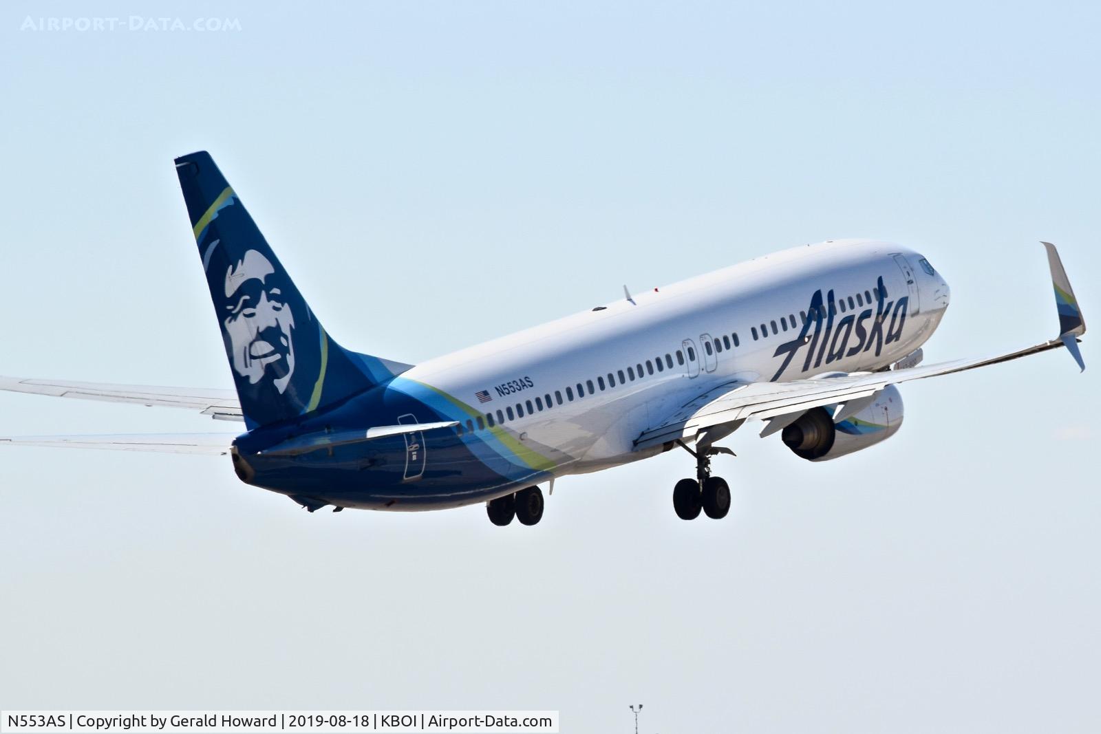 N553AS, 2006 Boeing 737-890 C/N 34594, Climb out from BOI.