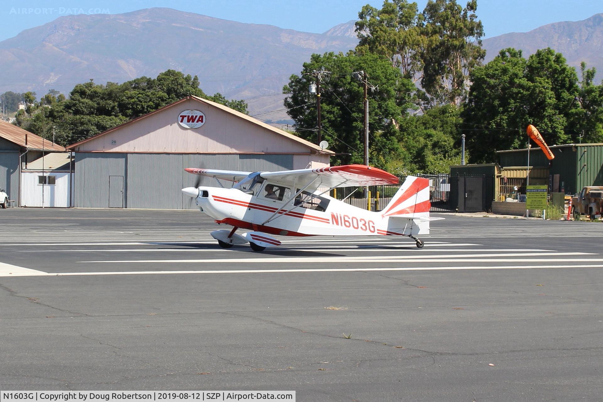 N1603G, 1968 Champion 7ECA Citabria C/N 609, 1968 Champion 7ECA CITABRIA, Lycoming O-320 150 Hp, taking the active