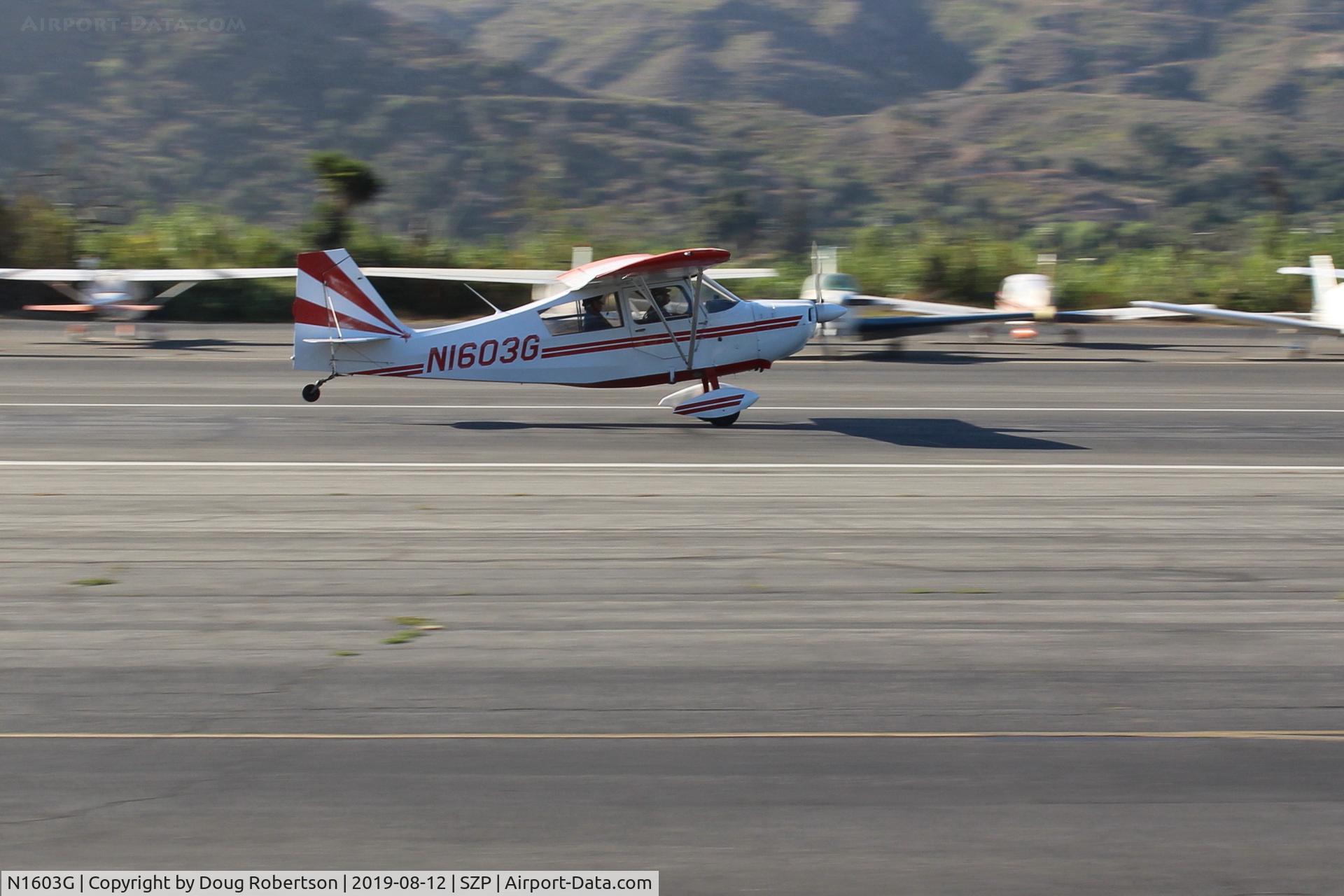 N1603G, 1968 Champion 7ECA Citabria C/N 609, 1968 Champion 7ECA CITABRIA, Lycoming O-320 150 Hp, takeoff roll Rwy 22
