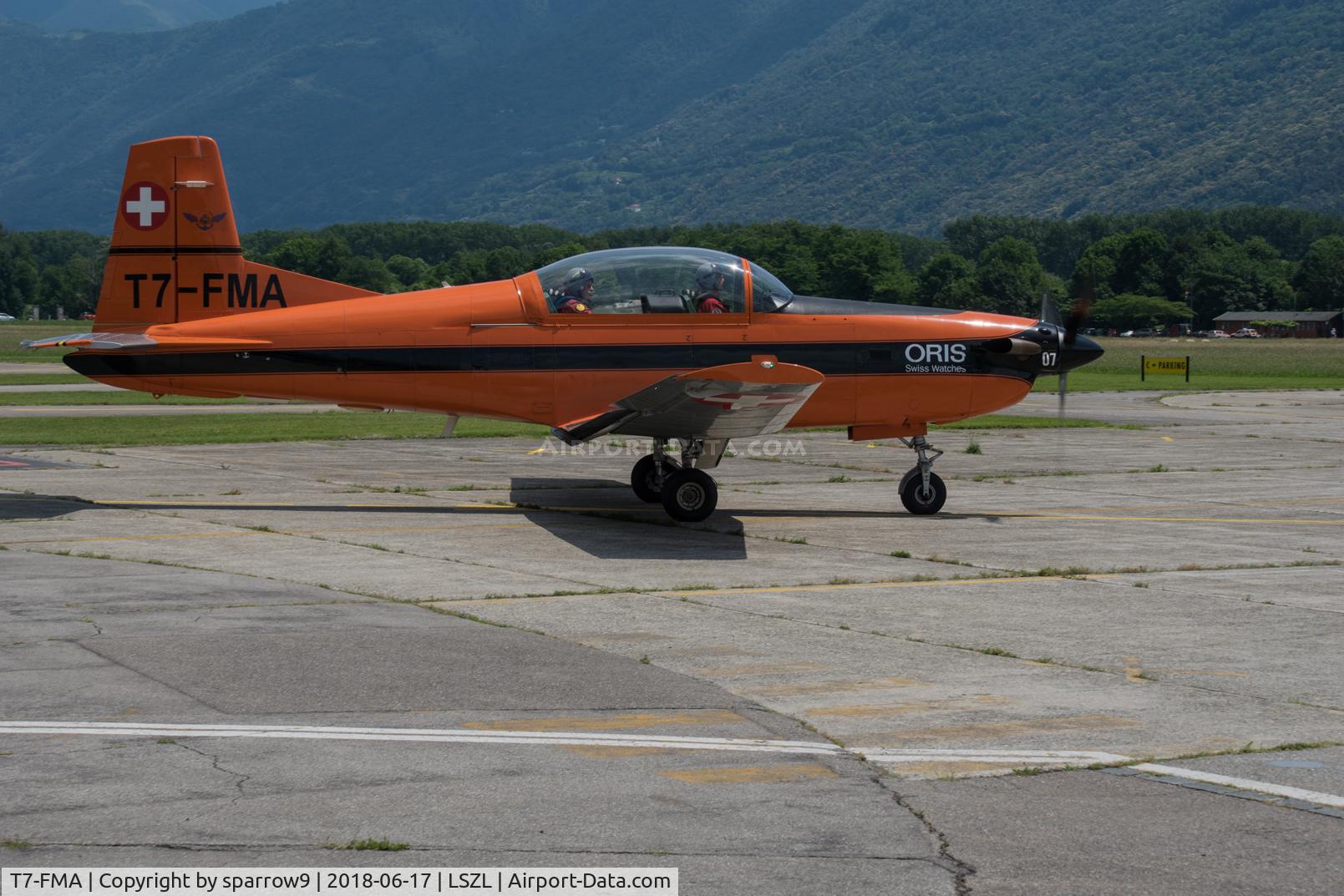T7-FMA, 1982 Pilatus PC-7 Turbo-Trainer C/N 315, At Locarno-Magadino, civil side.