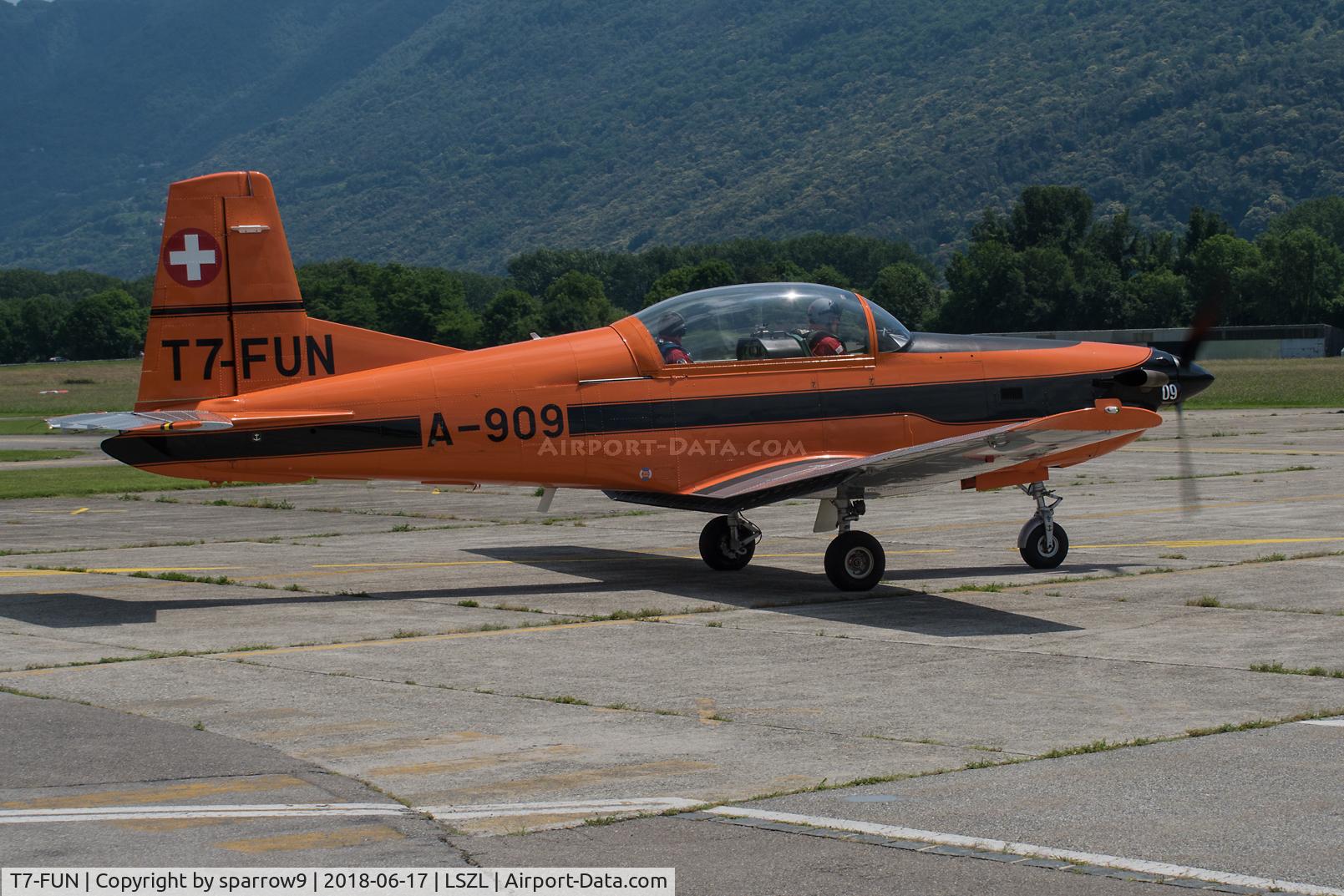 T7-FUN, 1982 Pilatus PC-7 C/N 317, At Locarno-Magadino, civil side.