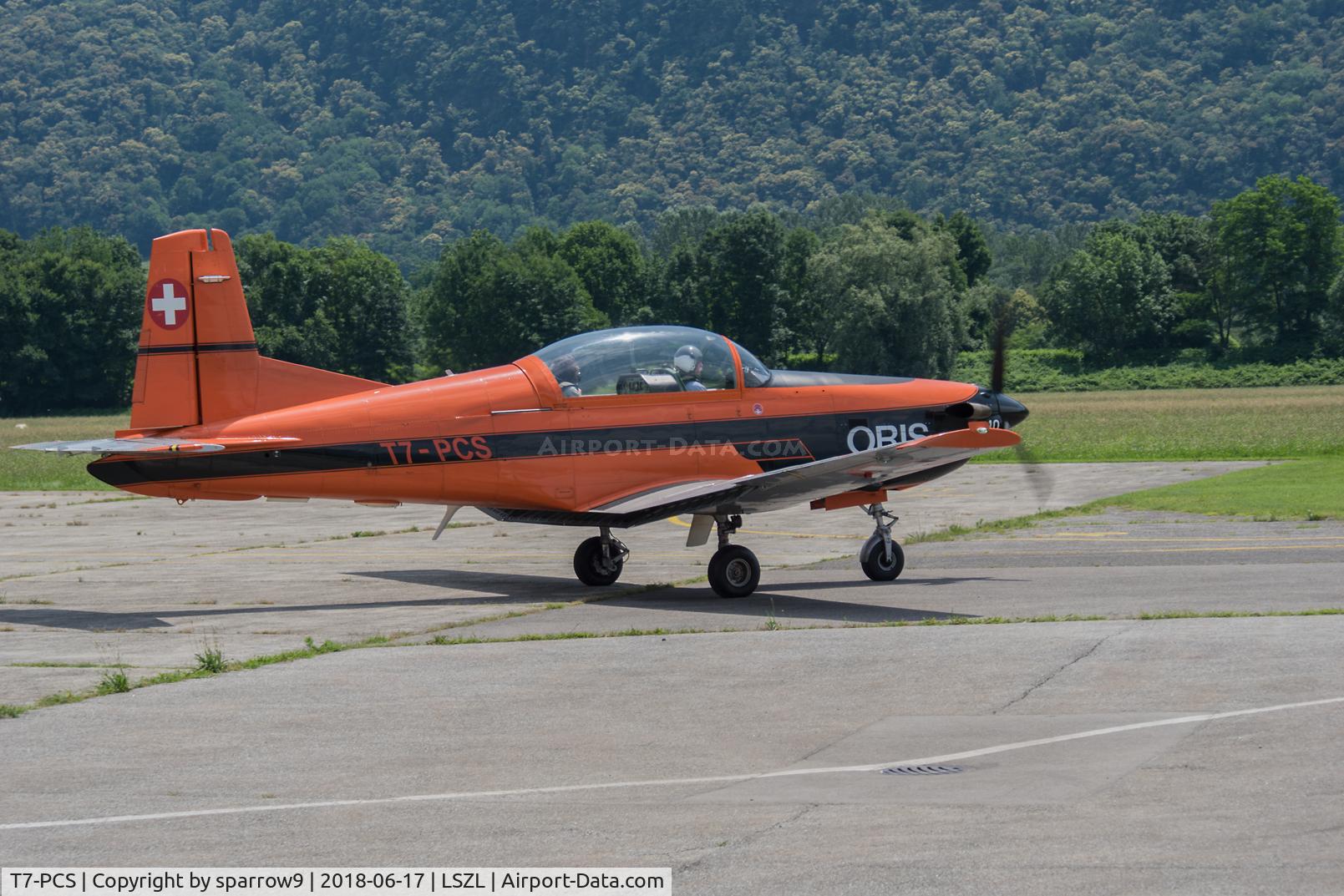 T7-PCS, 1982 Pilatus PC-7 C/N 318, At Locarno-Magadino, civil side.