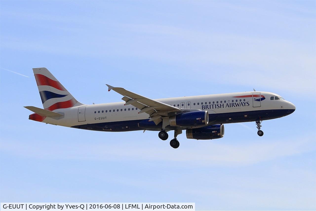 G-EUUT, 2007 Airbus A320-232 C/N 3314, Airbus A320-232, Short approach rwy 31R, Marseille-Provence Airport (LFML-MRS)