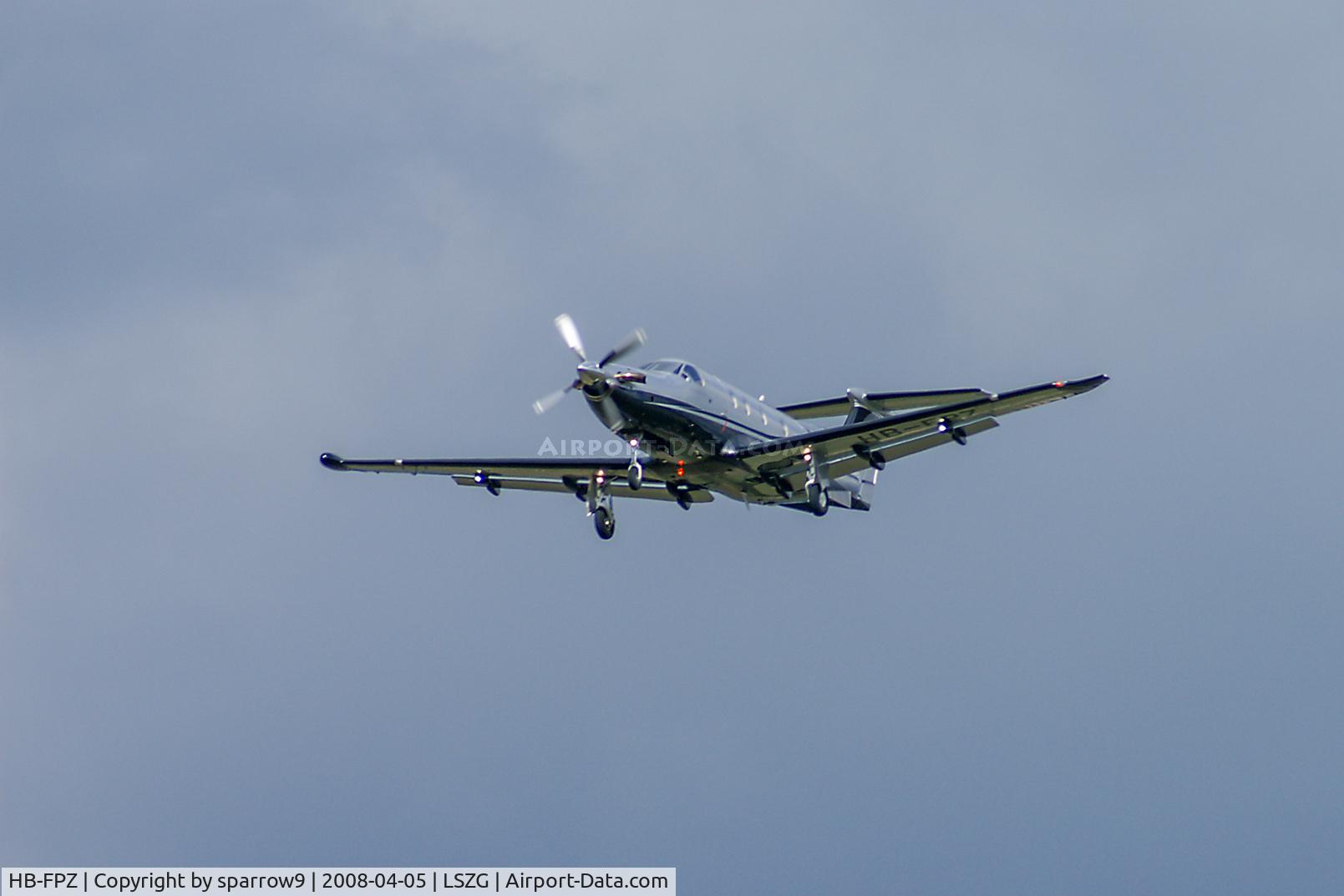HB-FPZ, 2006 Pilatus PC-12/47 C/N 702, Landing at Grenchen. HB-registered from 2006-04-20 until 2012-08-28. Crsd 2012-08-24.