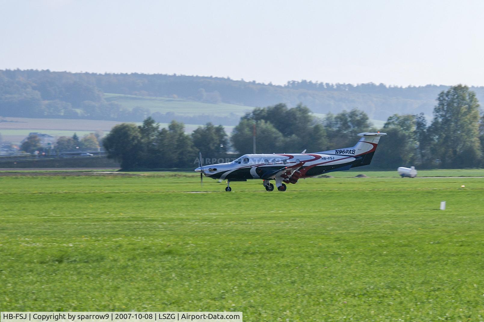 HB-FSJ, 2007 Pilatus PC-12/47 C/N 843, Landing at Grenchen 4 days before deregistration.