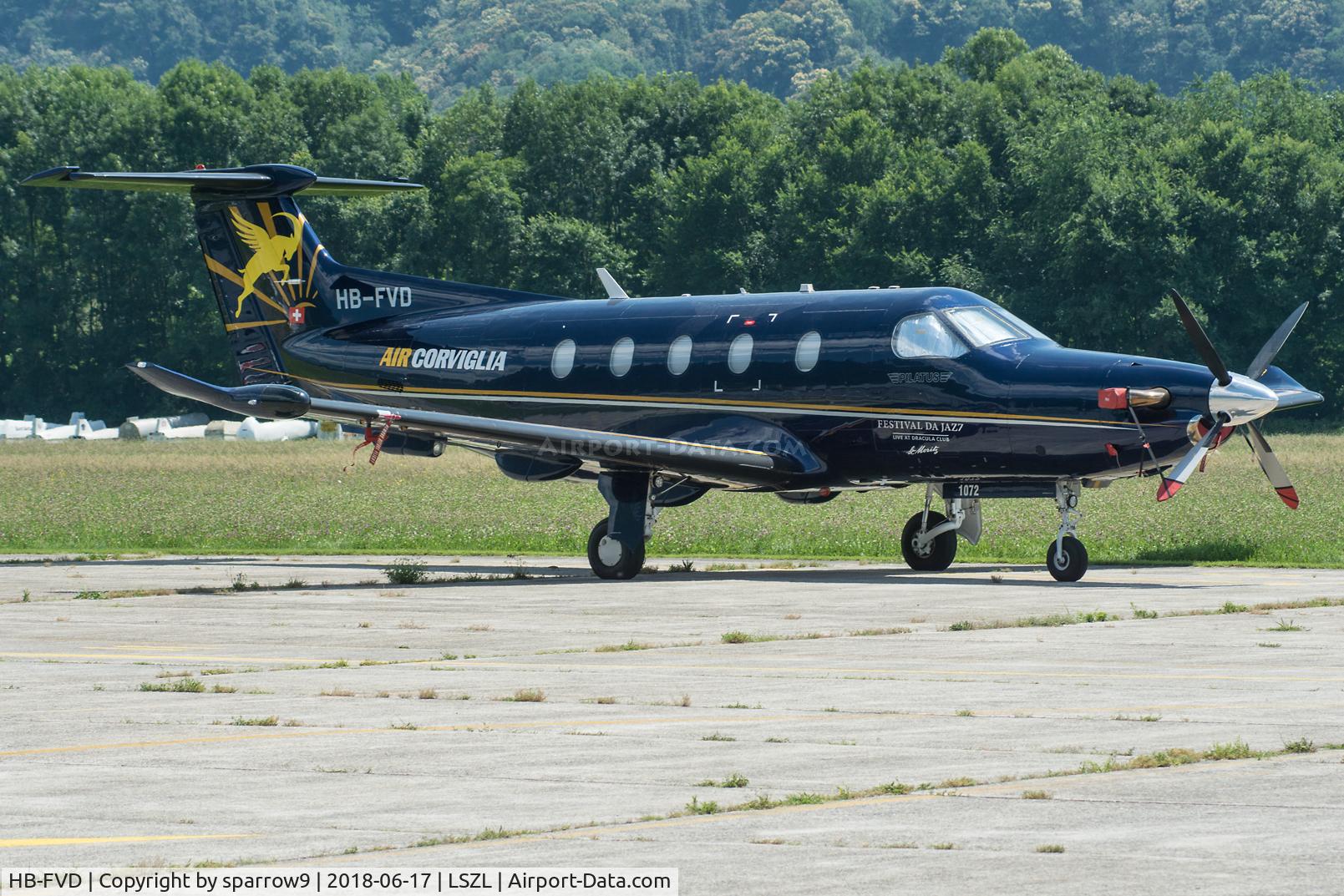 HB-FVD, 2008 Pilatus PC-12/47E C/N 1072, At Locarno-Magadino, civil part.