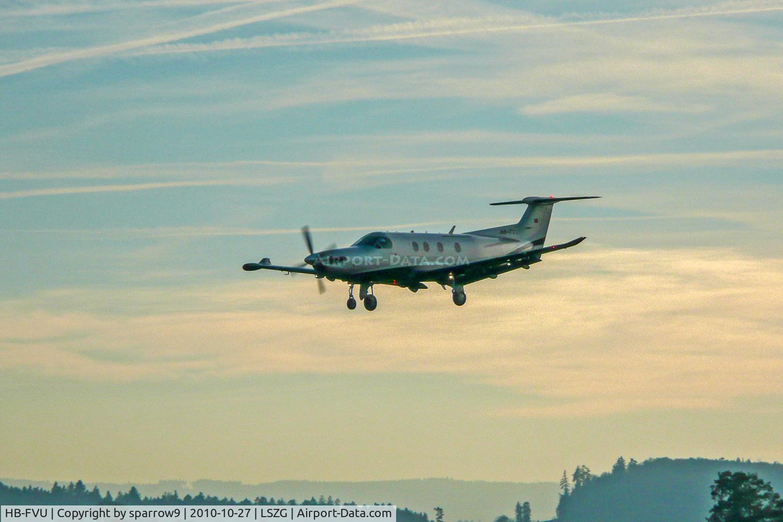 HB-FVU, 2008 Pilatus PC-12/47 C/N 888, On approach to rwy 05 at Grenchen