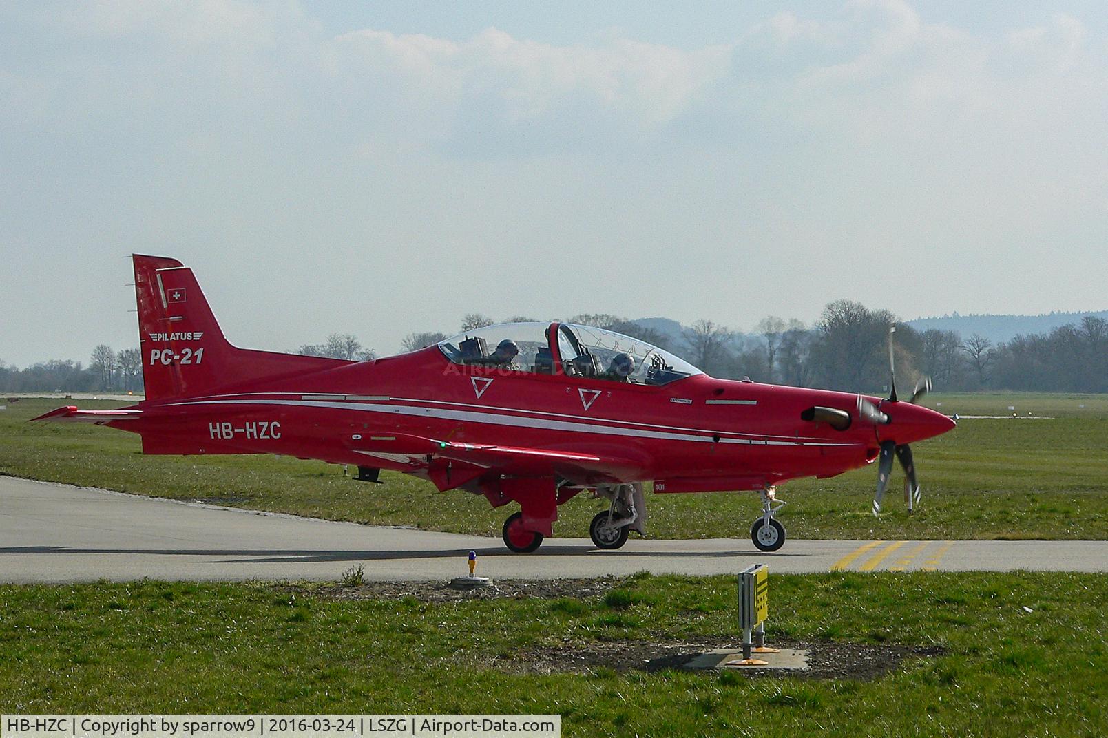 HB-HZC, 2005 Pilatus PC-21 C/N 101, At Grenchen, run-up rwy 06