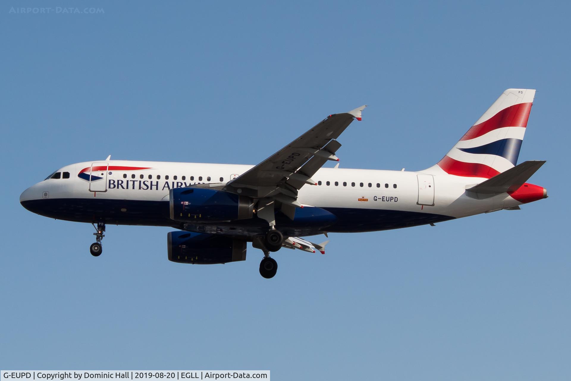 G-EUPD, 1999 Airbus A319-131 C/N 1142, Landing RWY 27R