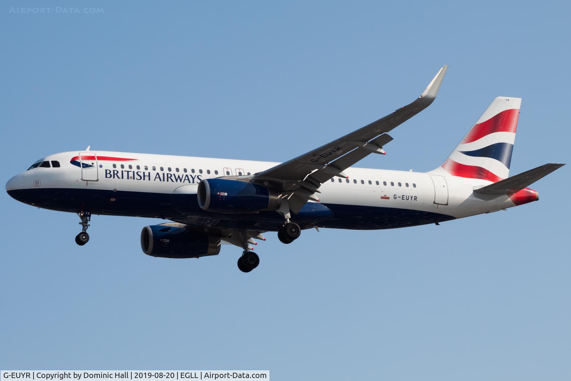 G-EUYR, 2013 Airbus A320-232 C/N 5856, Landing RWY 27R