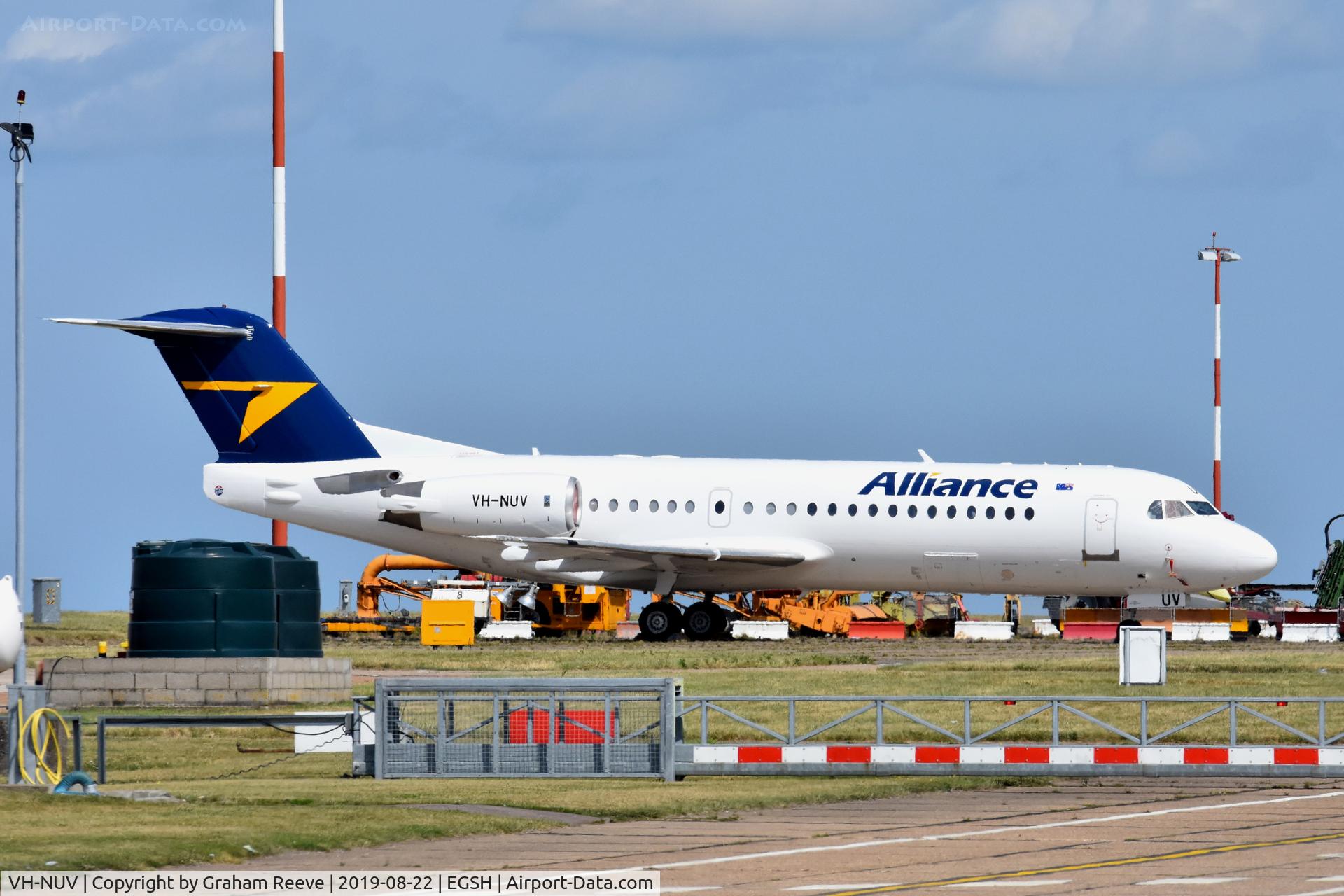 VH-NUV, 1995 Fokker 70 (F-28-0070) C/N 11554, Parked at Norwich.