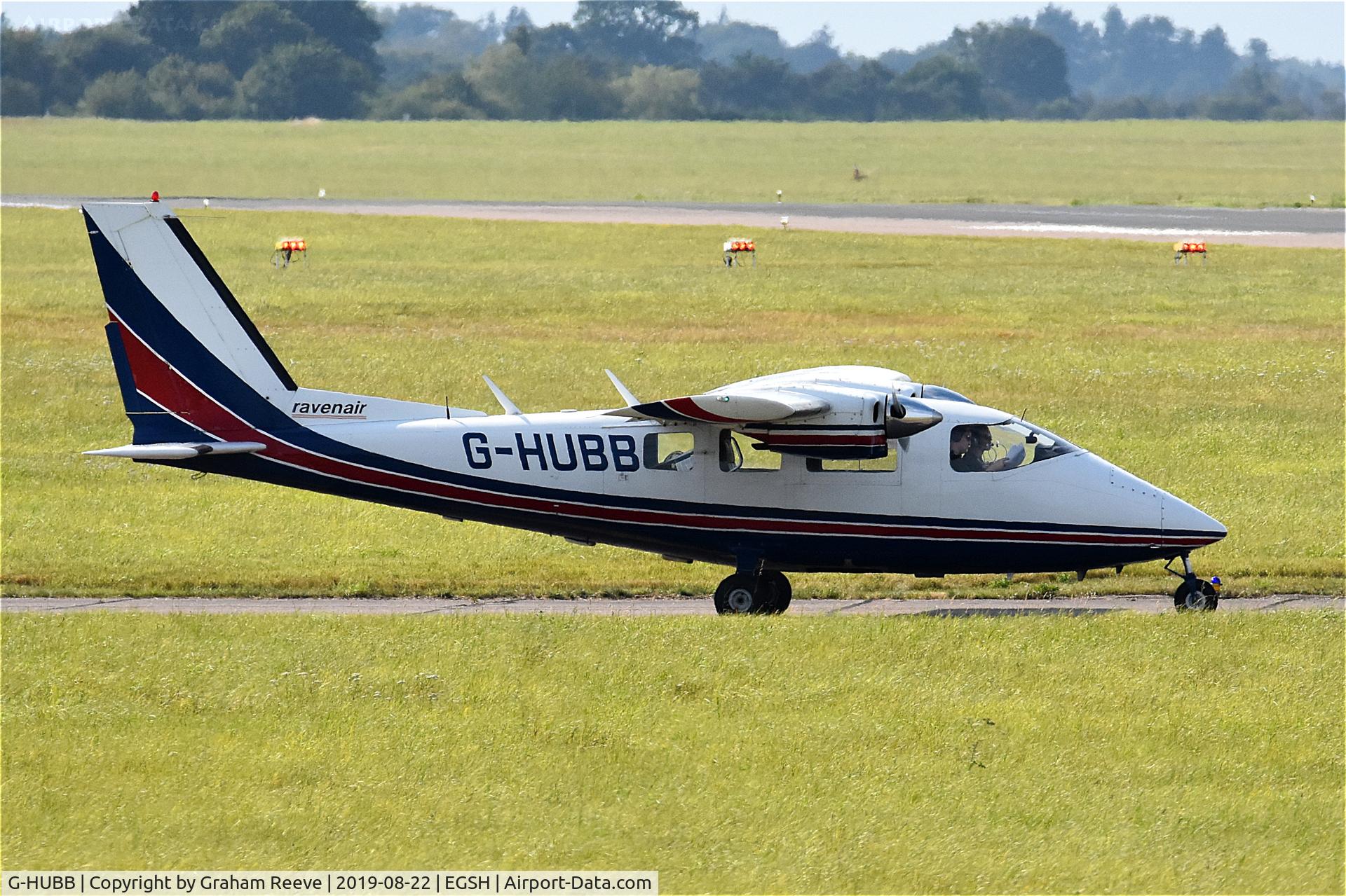 G-HUBB, 1979 Partenavia P-68B Victor C/N 194, Departing from Norwich.