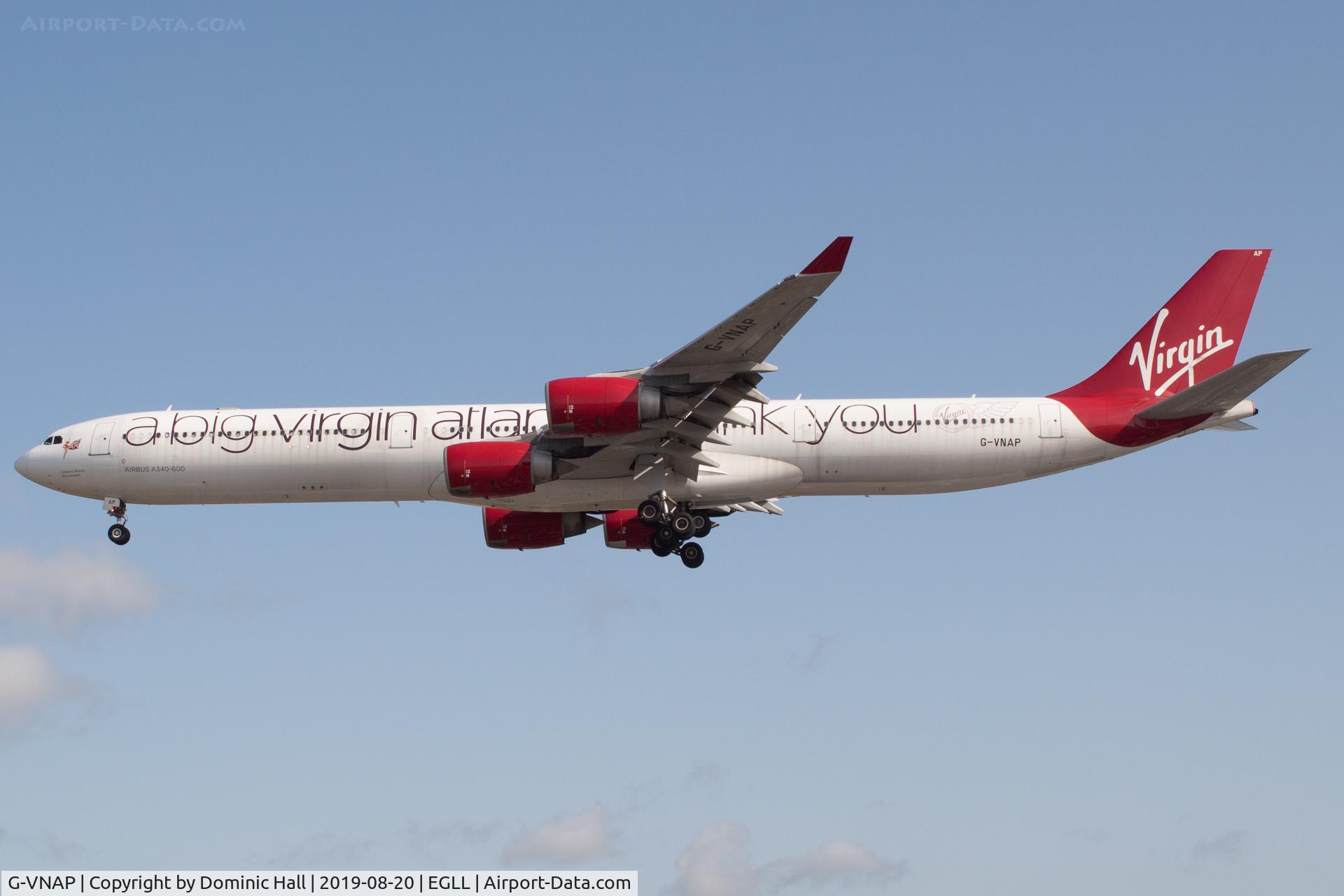 G-VNAP, 2005 Airbus A340-642 C/N 622, Landing RWY 27R