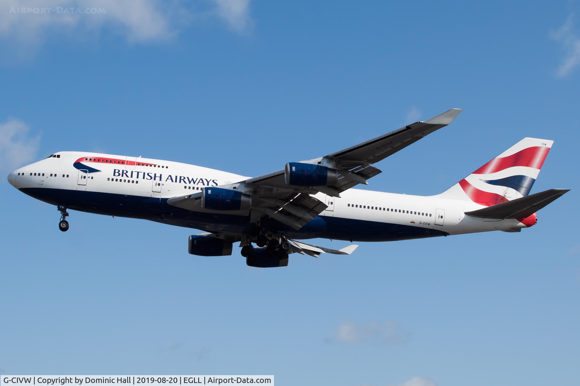 G-CIVW, 1998 Boeing 747-436 C/N 25822, Landing RWY 27R