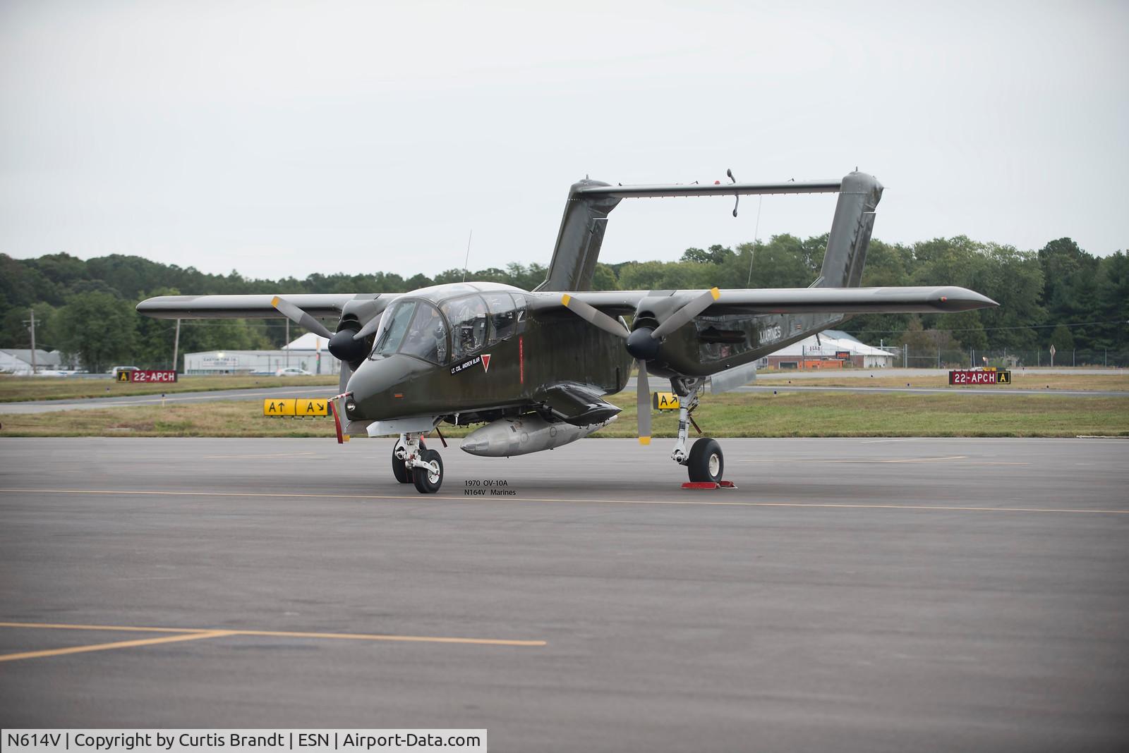 N614V, 1970 North American OV-10A Bronco C/N 338-13, Shown on line shortly before Easton Airport Day held every  year.
Can be seen at the Spitfire Hanger in Easton, Maryland during the week when open.