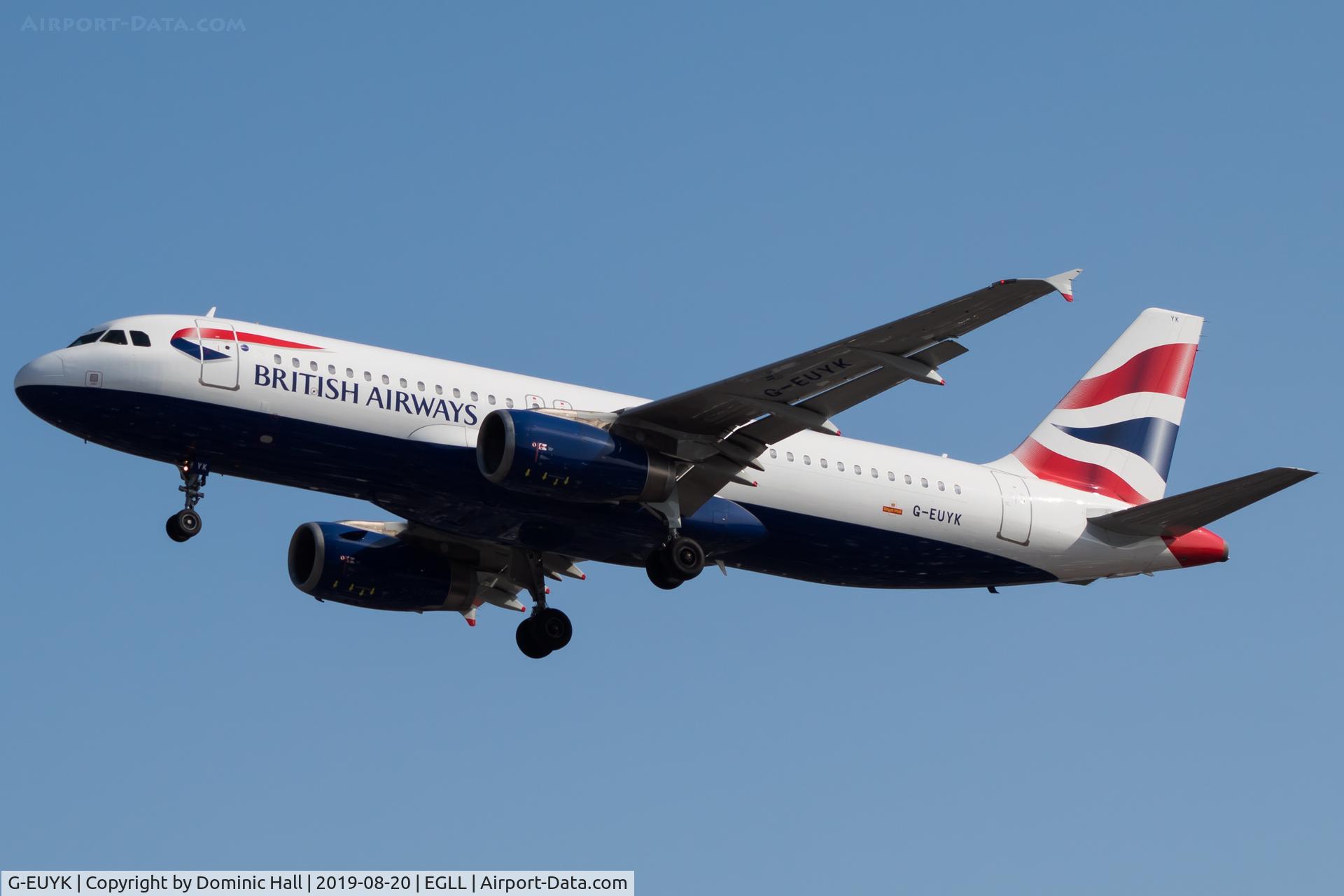 G-EUYK, 2010 Airbus A320-232 C/N 4551, Landing RWY 27R