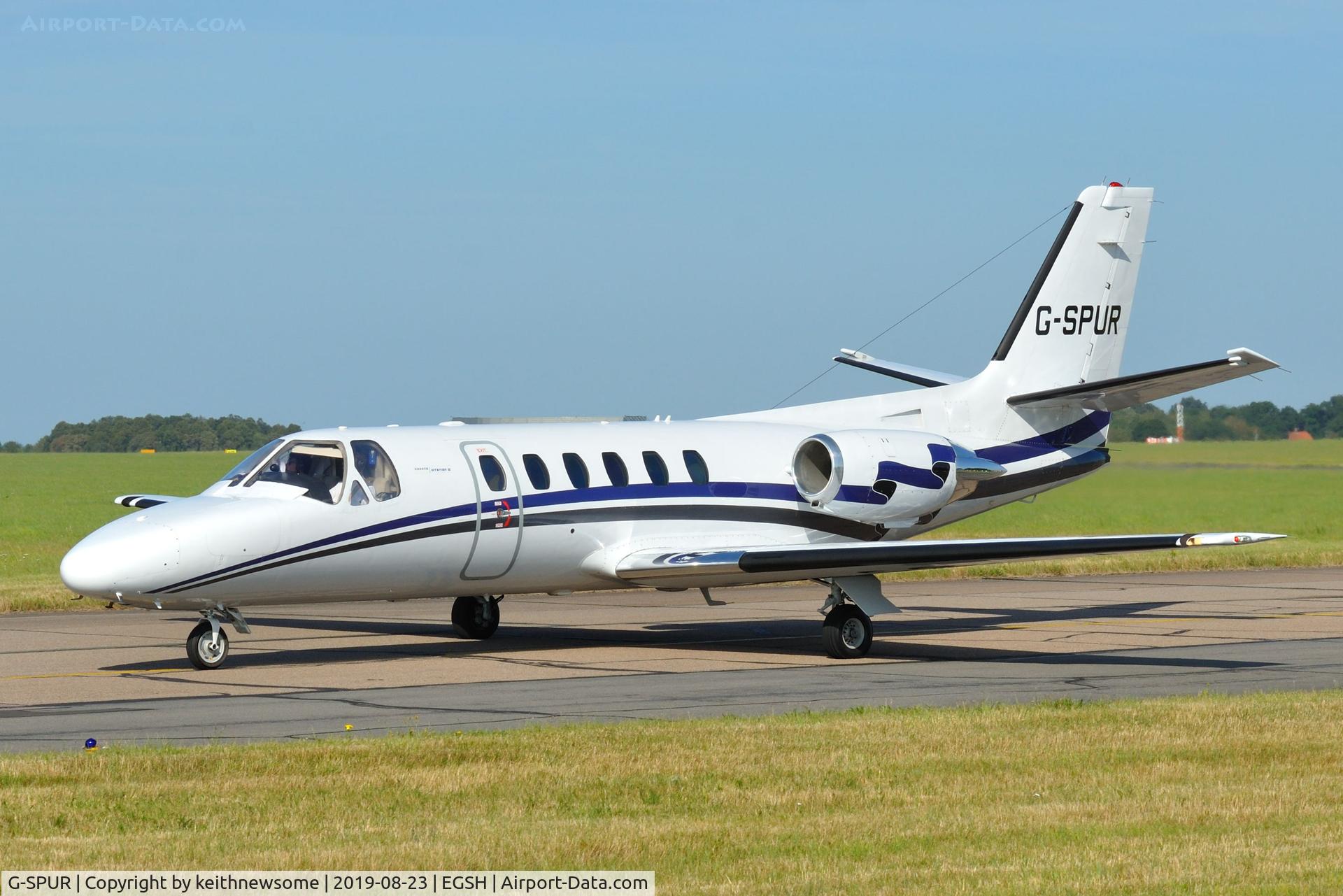 G-SPUR, 1992 Cessna 550 Citation II C/N 550-0714, Arriving at Norwich from Florence.