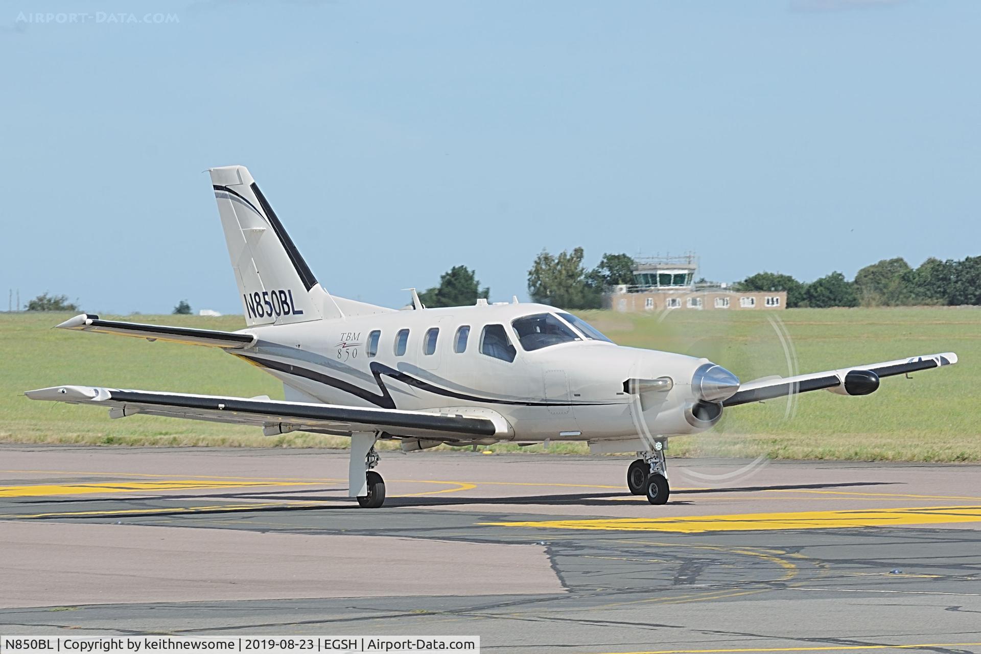 N850BL, 2007 Socata TBM-700 C/N 420, Leaving Norwich for Jersey.