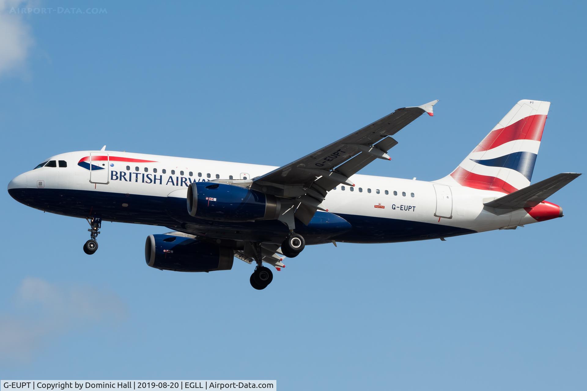 G-EUPT, 2000 Airbus A319-131 C/N 1380, Landing RWY 27R