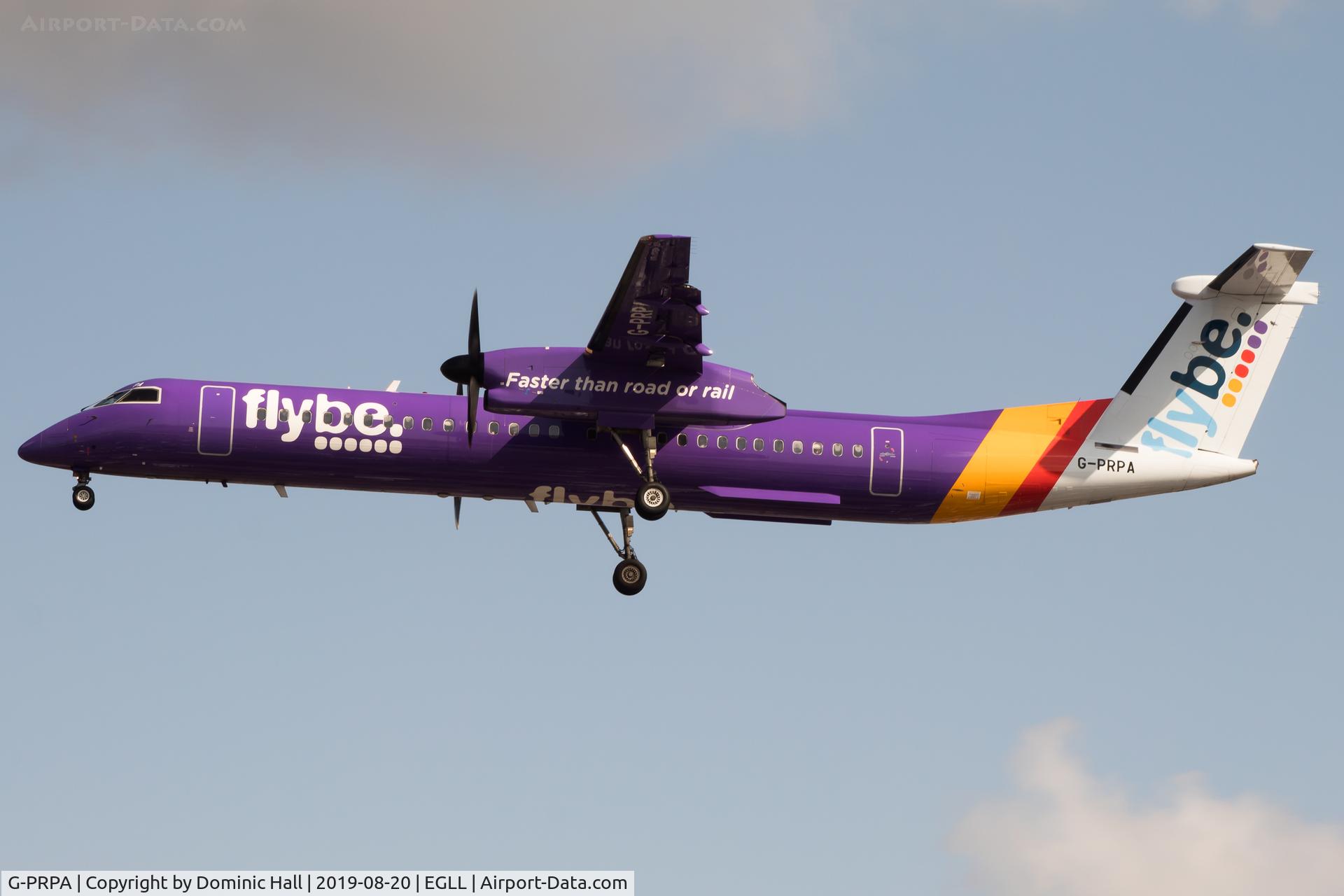 G-PRPA, 2008 De Havilland Canada DHC-8-402 Dash 8 C/N 4187, Landing RWY 27R