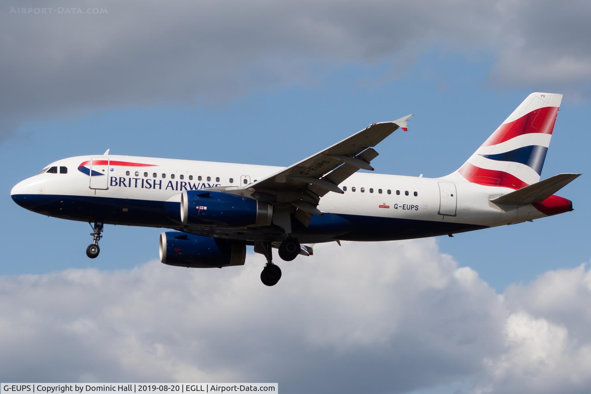 G-EUPS, 2000 Airbus A319-131 C/N 1338, Landing RWY 27L