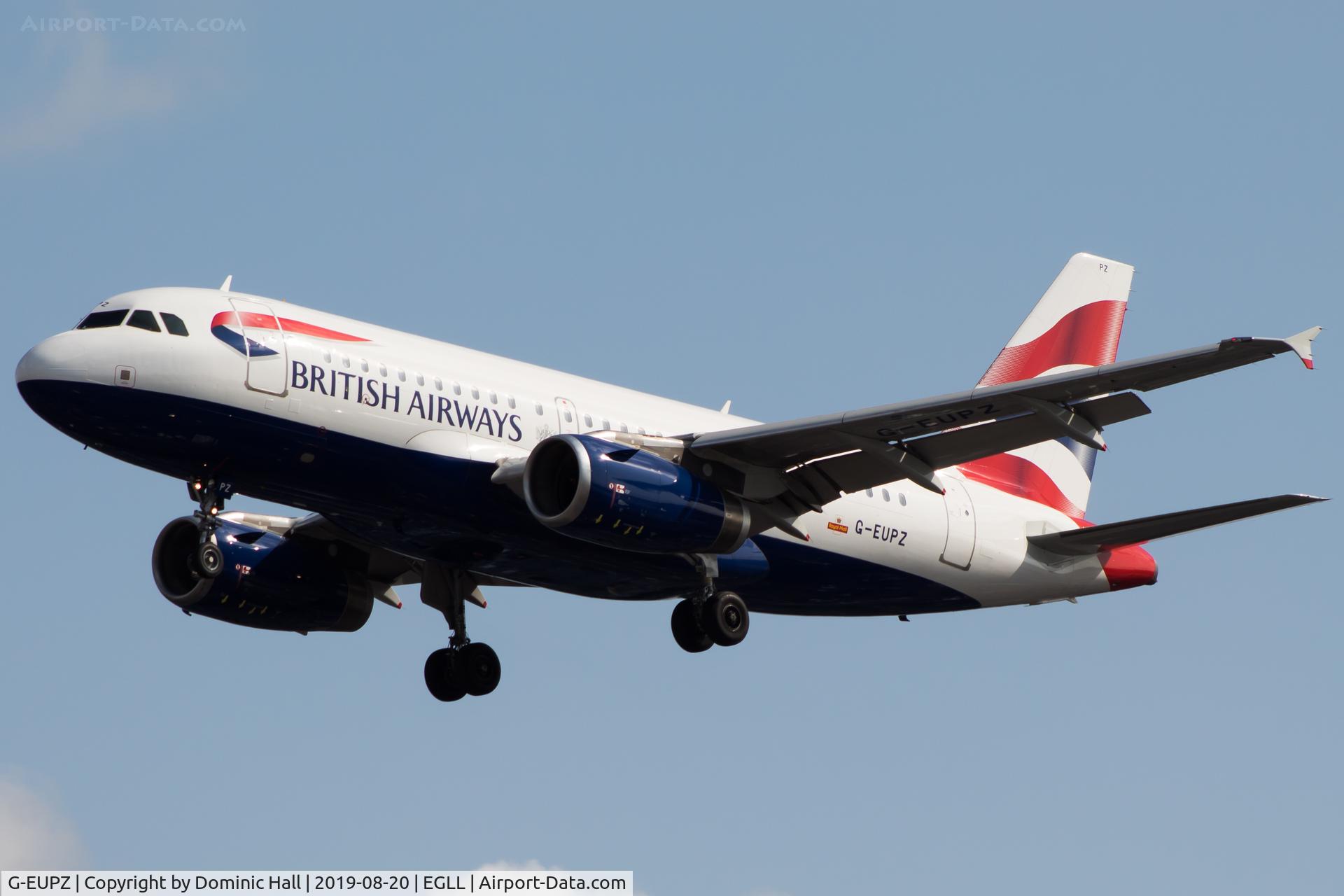 G-EUPZ, 2001 Airbus A319-131 C/N 1510, Landing RWY 27R
