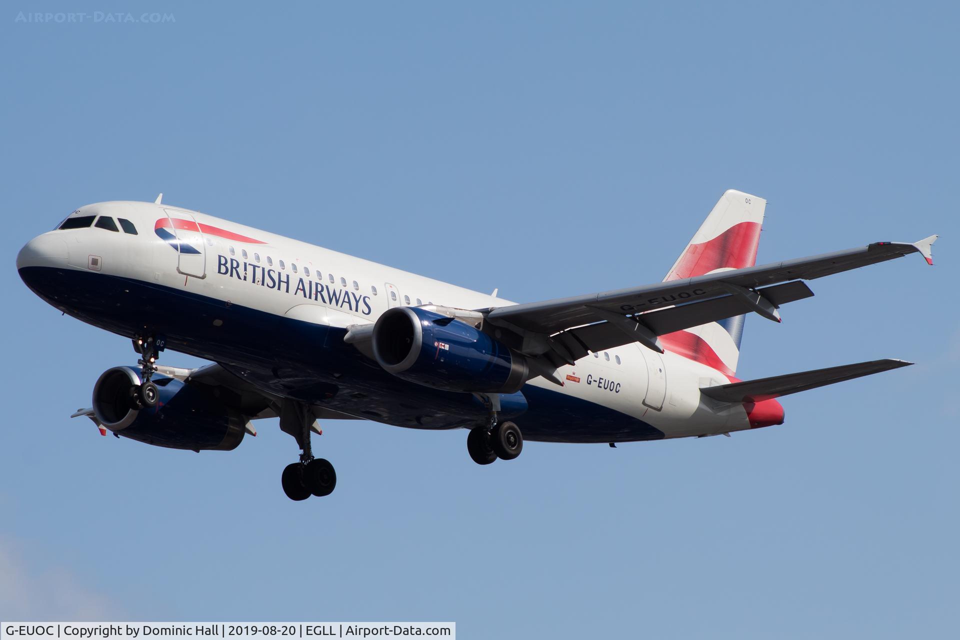 G-EUOC, 2001 Airbus A319-131 C/N 1537, Landing RWY 27R