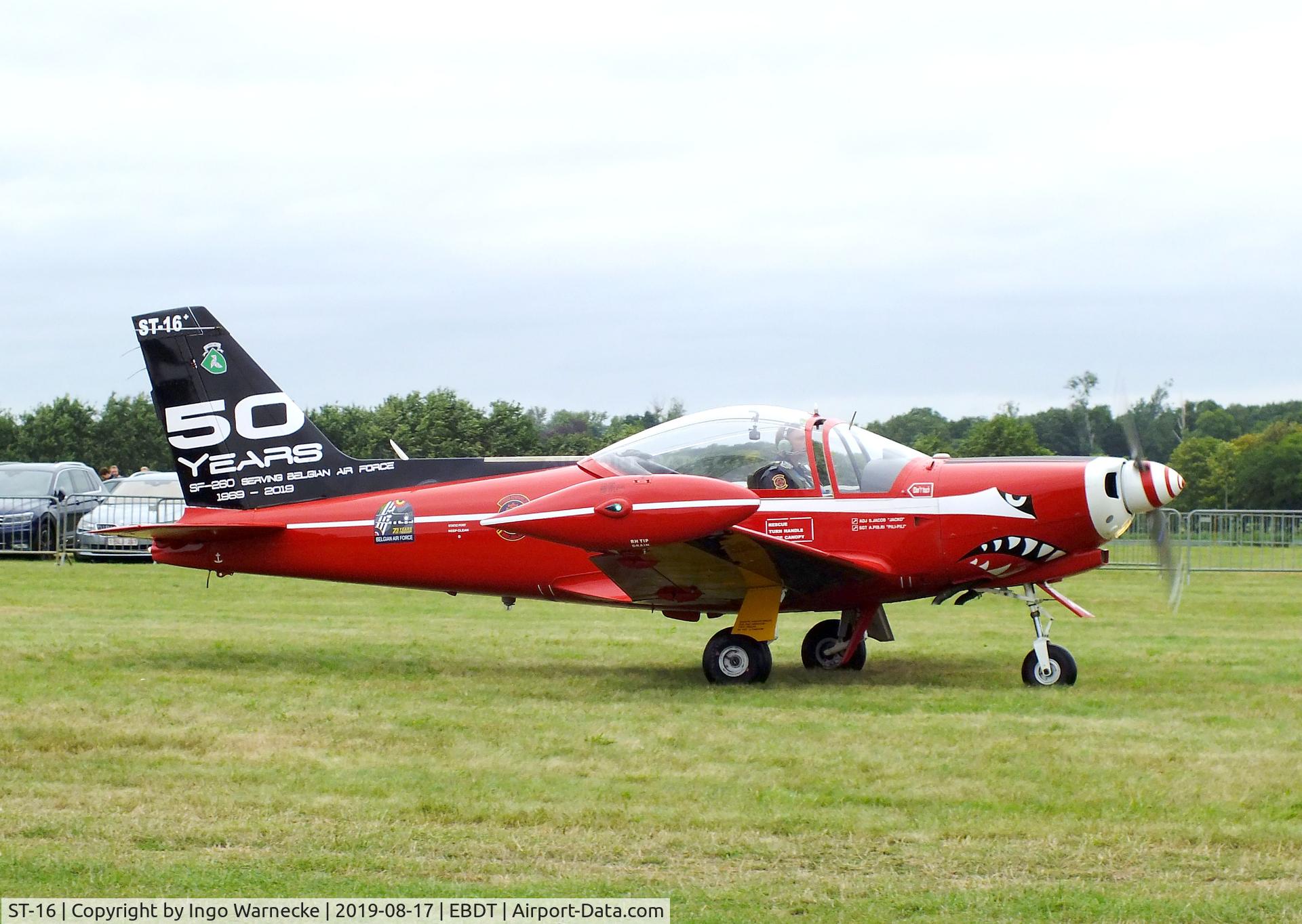 ST-16, SIAI-Marchetti SF-260M+ C/N 10-16, SIAI-Marchetti SF.260M+ of the 'Diables Rouges / Red Devils' Belgian Air Force Aerobatic Team at the 2019 Fly-in at Diest/Schaffen airfield