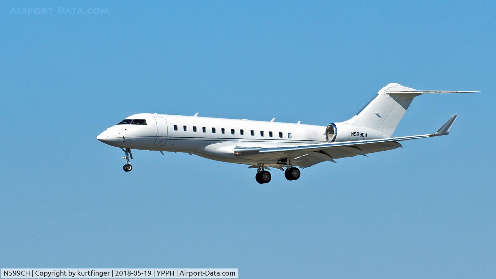 N599CH, 2012 Bombardier BD-700-1A10 Global 6000 C/N 9515, Bombardier Global 6000. N599CH final Rwy 03 YPPH 190518.